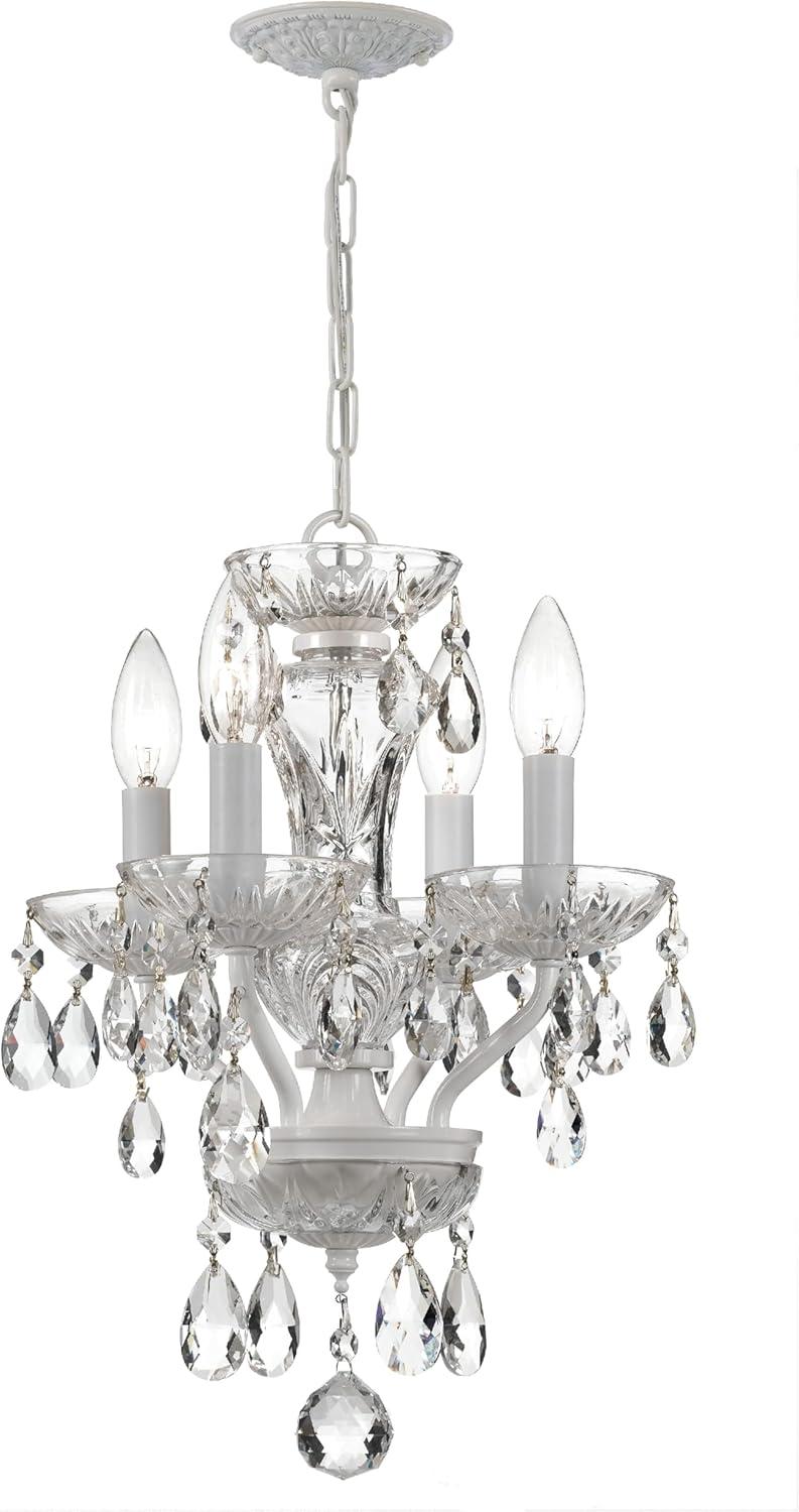 Crystorama Traditional Italian Crystal 4 Light White Mini Chandelier - 11'' W x 15'' H