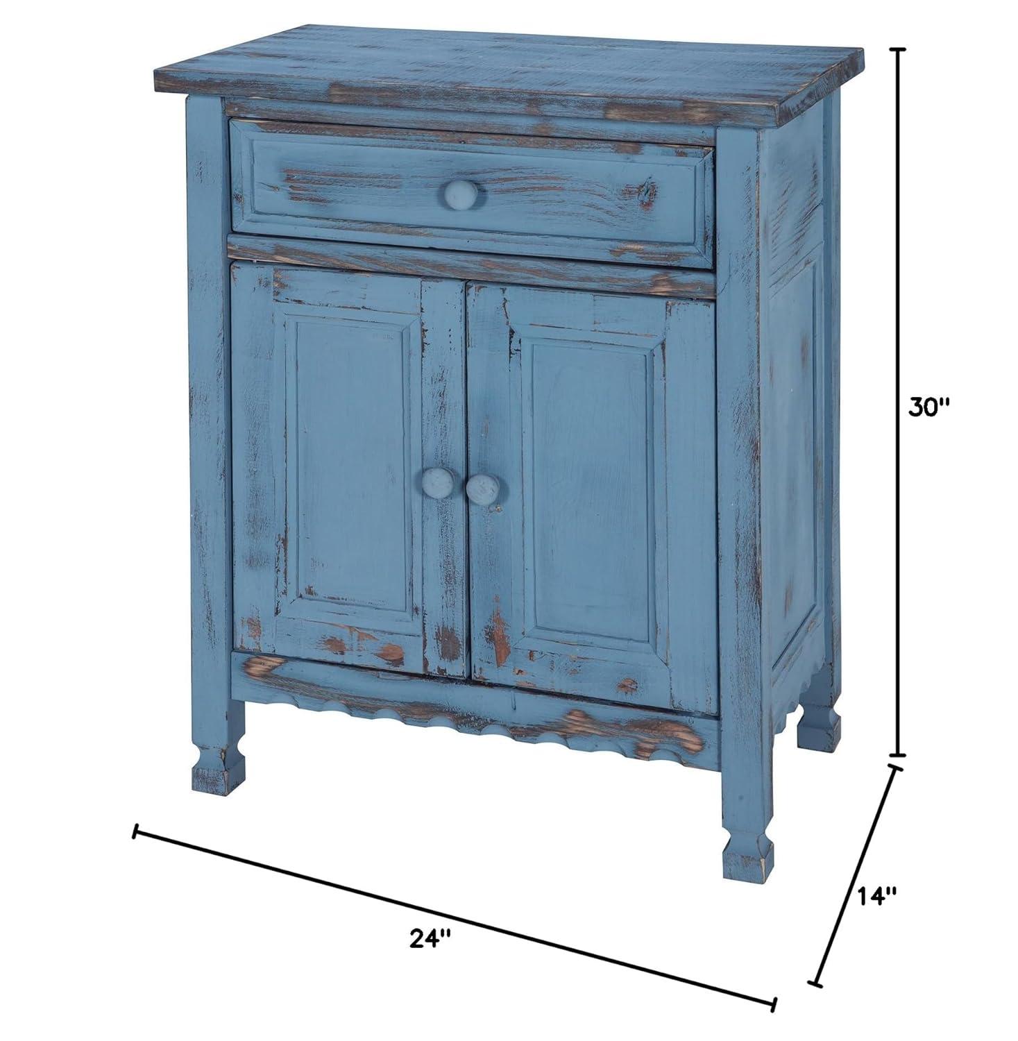 Alaterre Furniture Country Cottage Rustic Accent Cabinet, Sideboard Buffet Cabinet with Storage Drawer and Two Doors, Blue Antique Finish