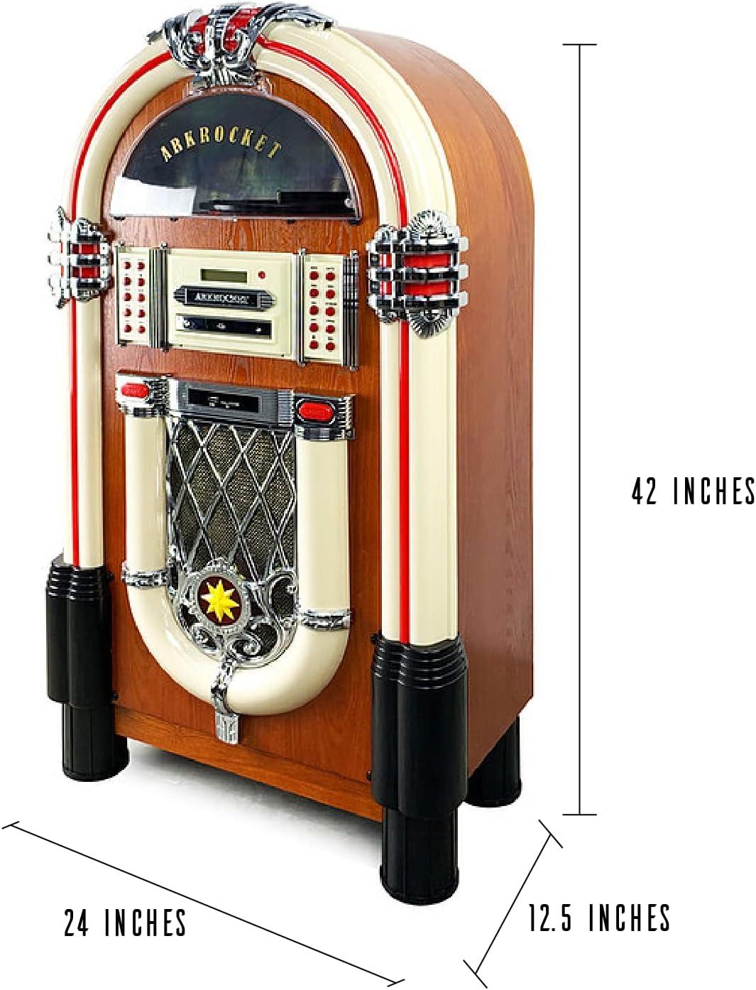 Arkrocket Taurus Jukebox Vinyl Record Player Bluetooth USB SD CD Player Radio Retro Turntable Classic Jukebox (Taurus - Classic)