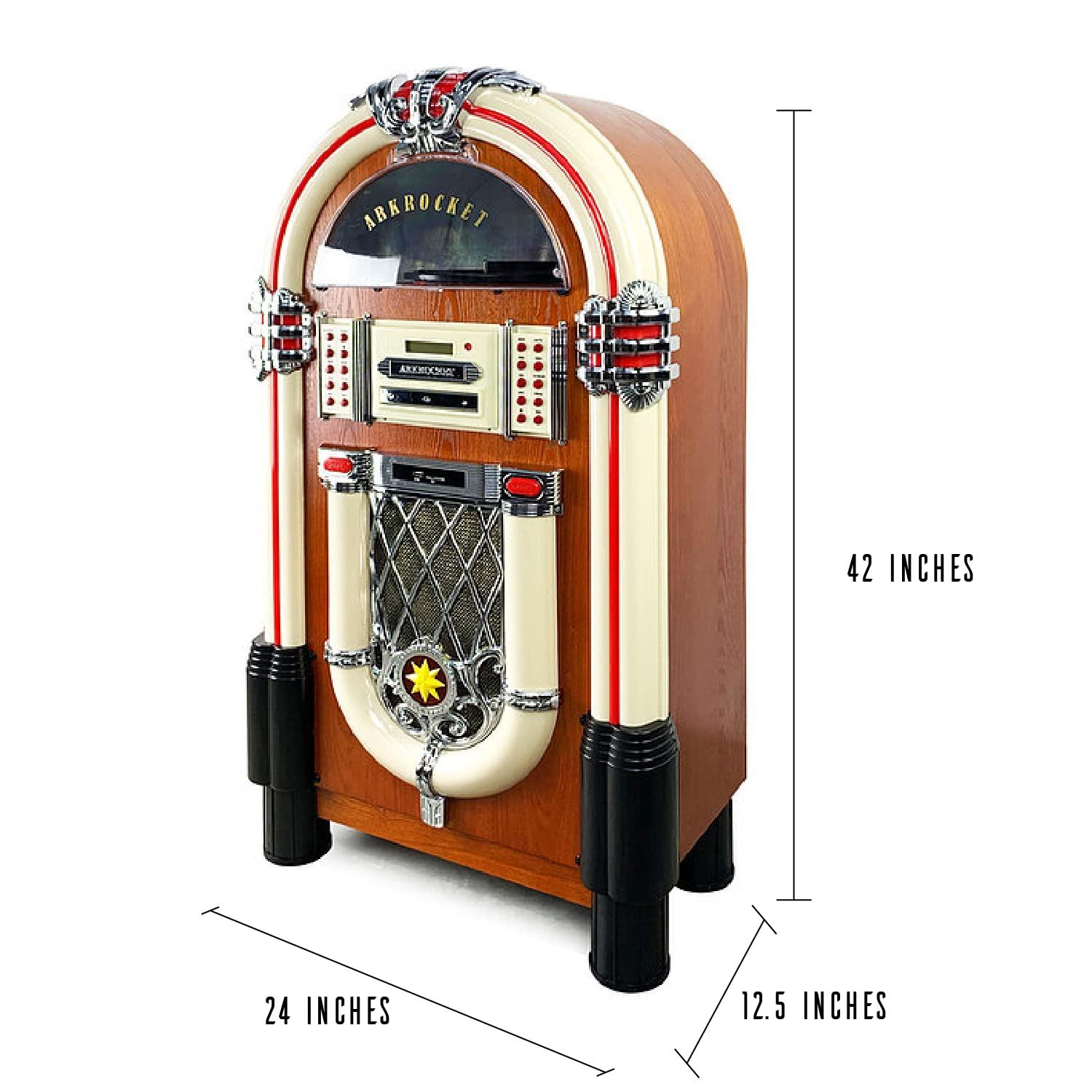 Arkrocket Taurus Jukebox Vinyl Record Player Bluetooth USB SD CD Player Radio Retro Turntable Classic Jukebox (Taurus - Classic)