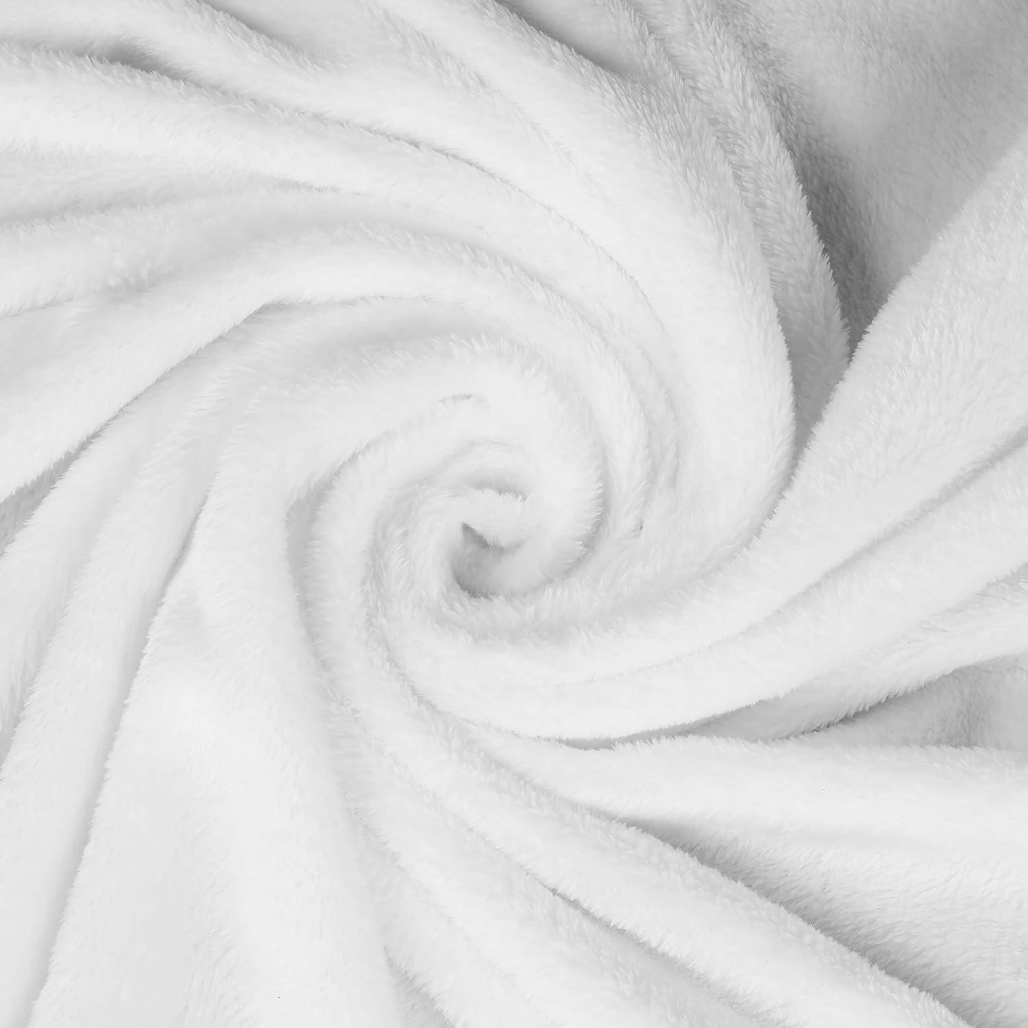 Superior Fleece Plush Fluffy Soft Blanket, Solid White, Throw