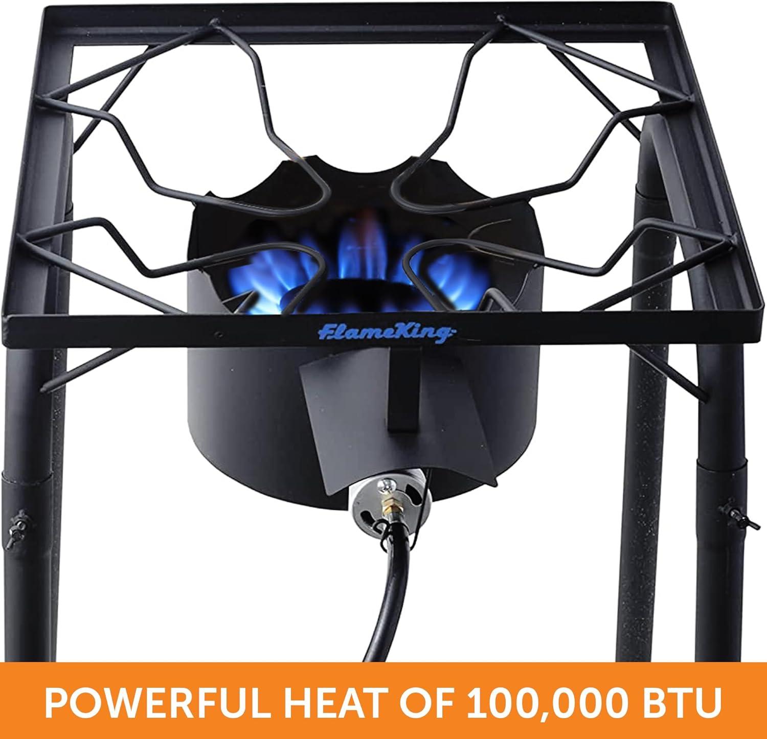 Flame King Heavy Duty 100,000 BTU Turkey Fryer Single Propane Burner Bayou Cooker Outdoor Stove