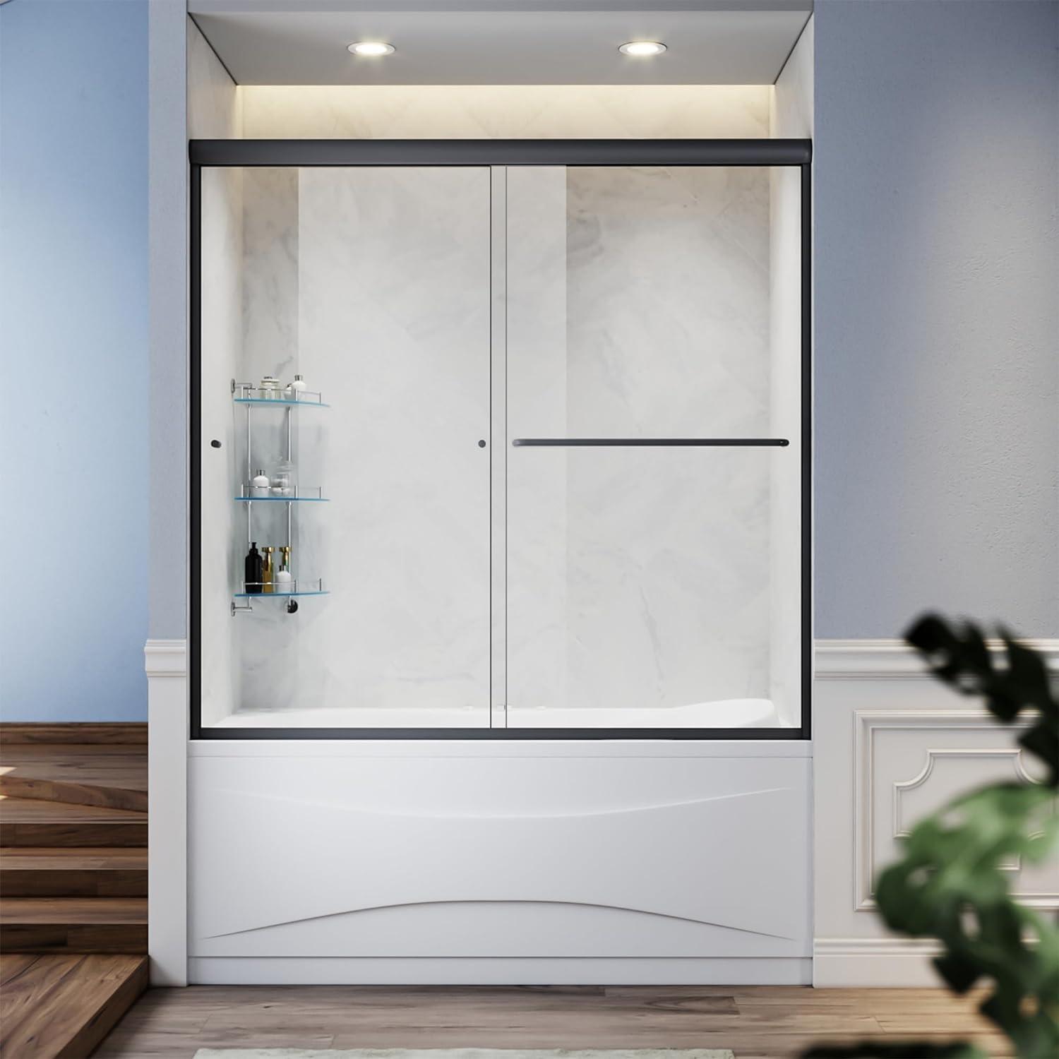 56"-60" W x 57.37" H Semi-Frameless Bypass Tub Door
