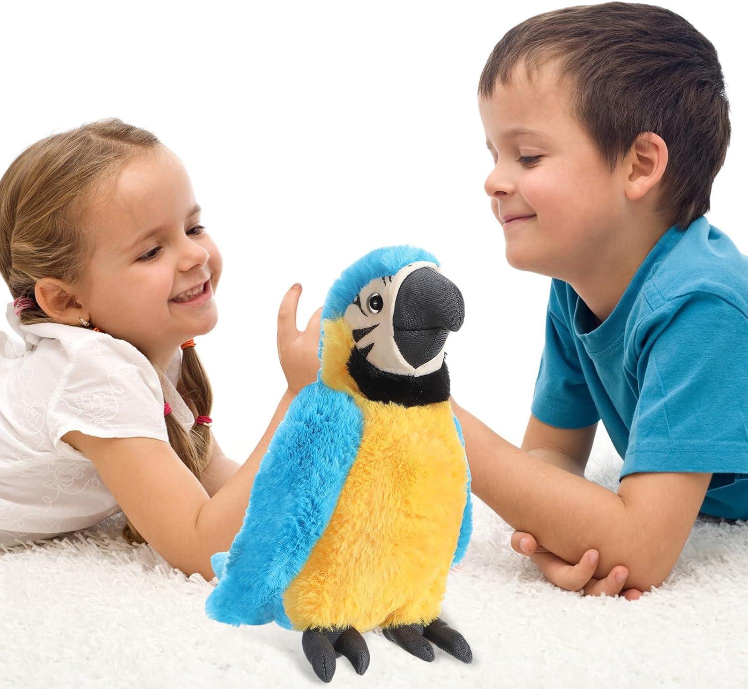 Coollooc The Petting Zoo Macaw Stuffed Animal, Gifts for Kids, Wild Zoo Animals, Blue Macaw Parrot Plush Toy 9.8 inches