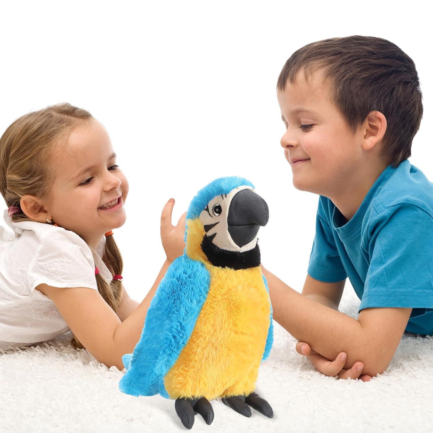 Coollooc The Petting Zoo Macaw Stuffed Animal, Gifts for Kids, Wild Zoo Animals, Blue Macaw Parrot Plush Toy 9.8 inches