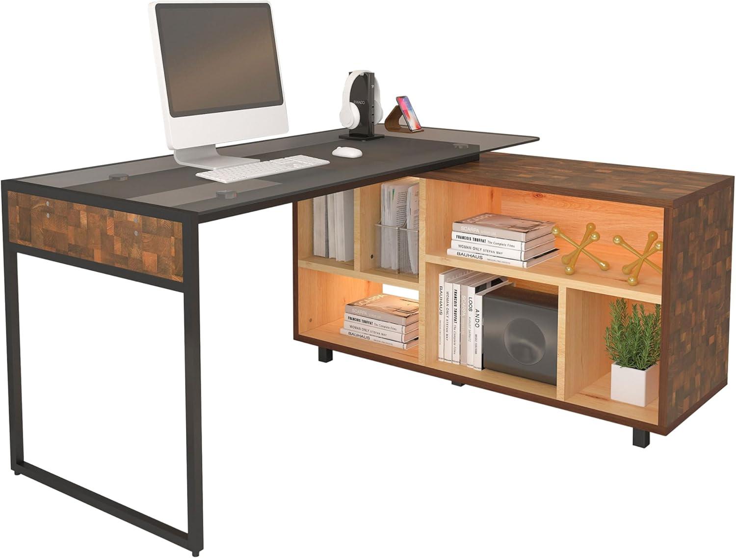 L Shaped Desk Oak - Techni Mobili