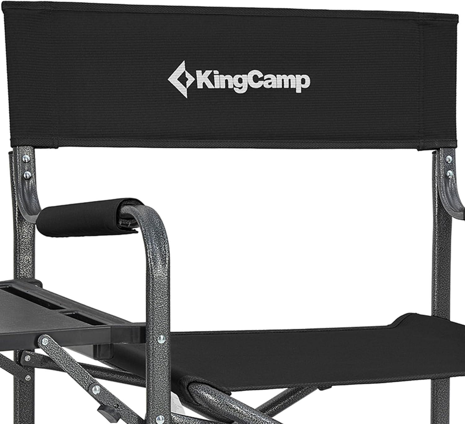 KingCamp KingCamp Outdoor Folding Director Chair w/ Side Table Bottom Mesh Storage, Black