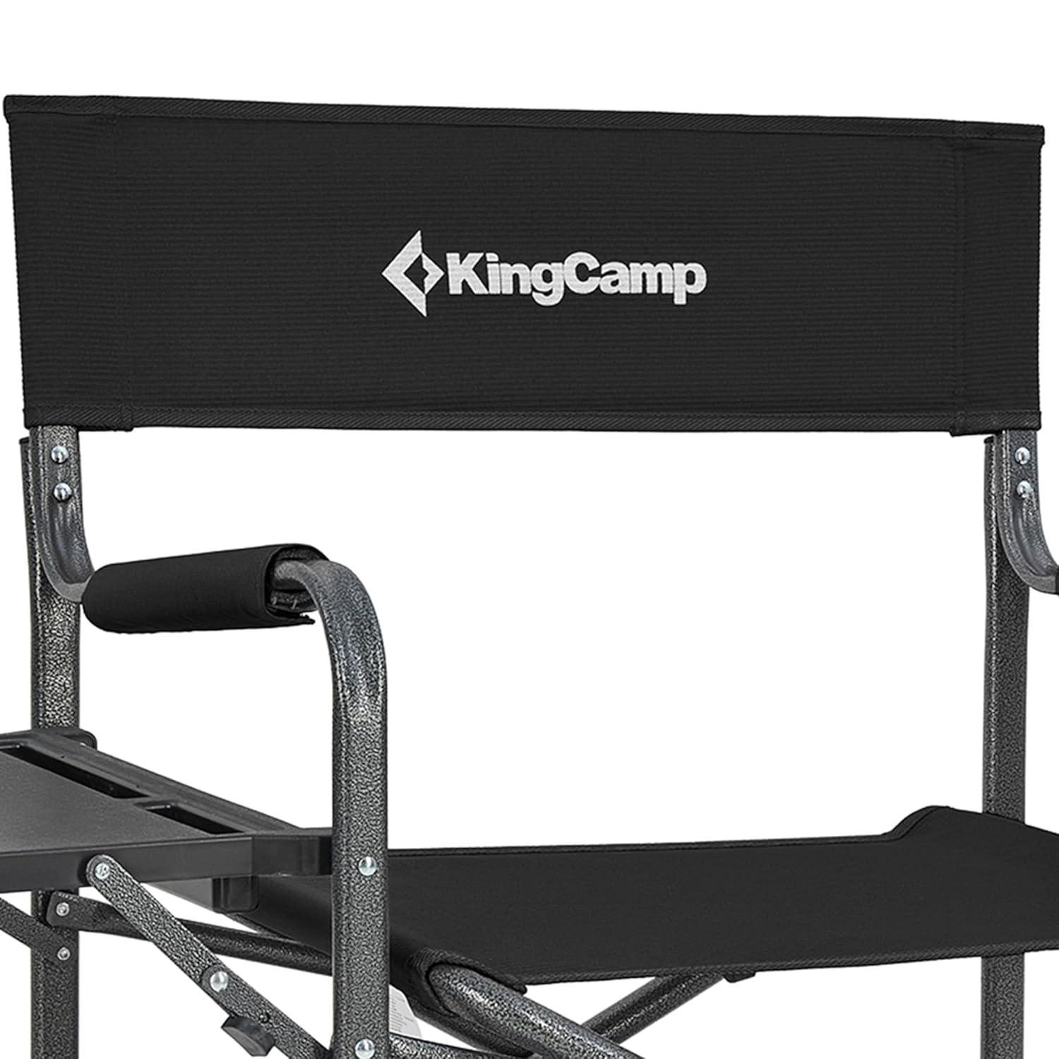 KingCamp KingCamp Outdoor Folding Director Chair w/ Side Table Bottom Mesh Storage, Black