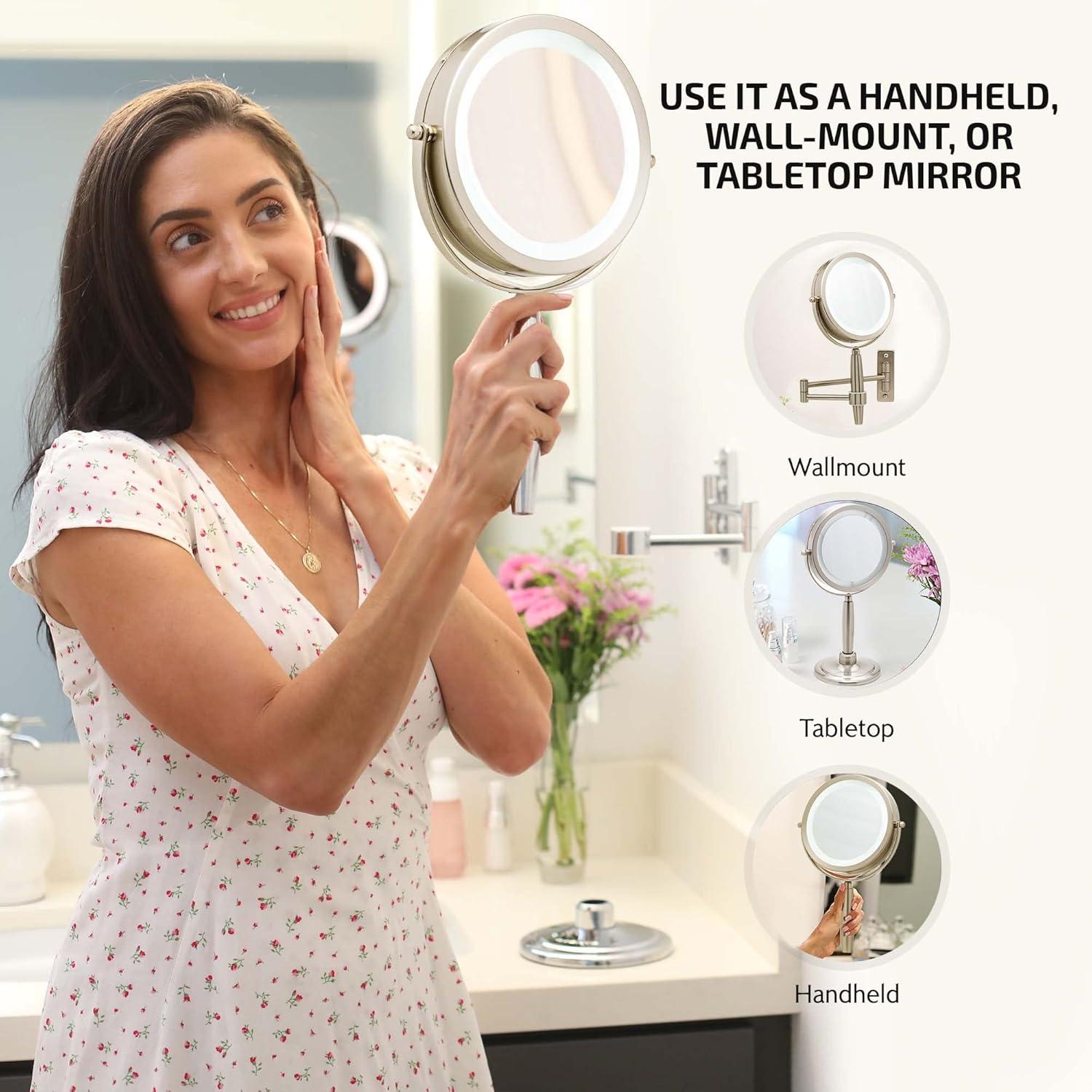 Elegant 7" Stainless Steel LED Magnifying Mirror with Multi-Touch & Variable Light