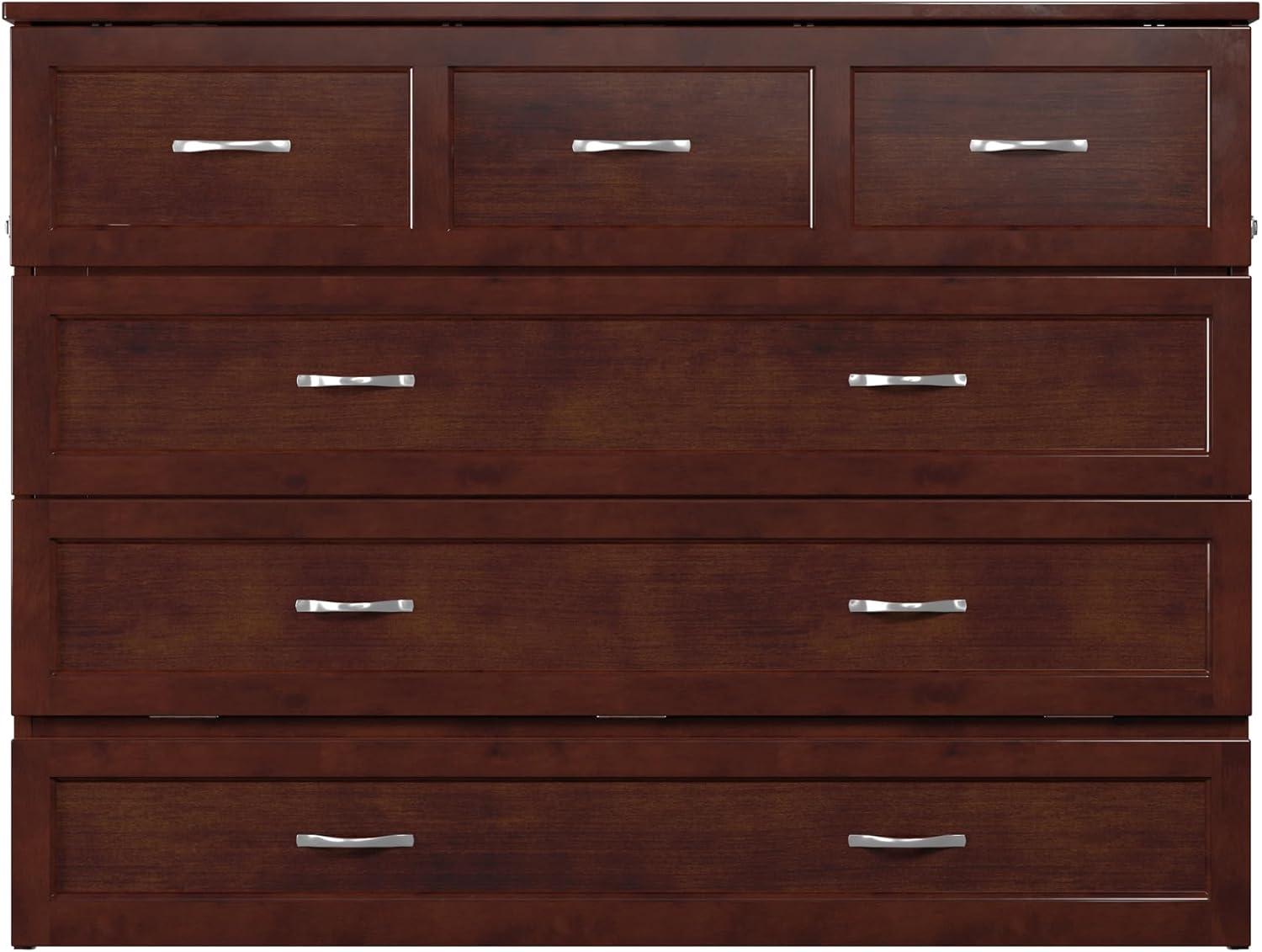 Full Deerfield Murphy Bed Chest with Charger Walnut - AFI: Bedroom Furniture, No Box Spring Needed