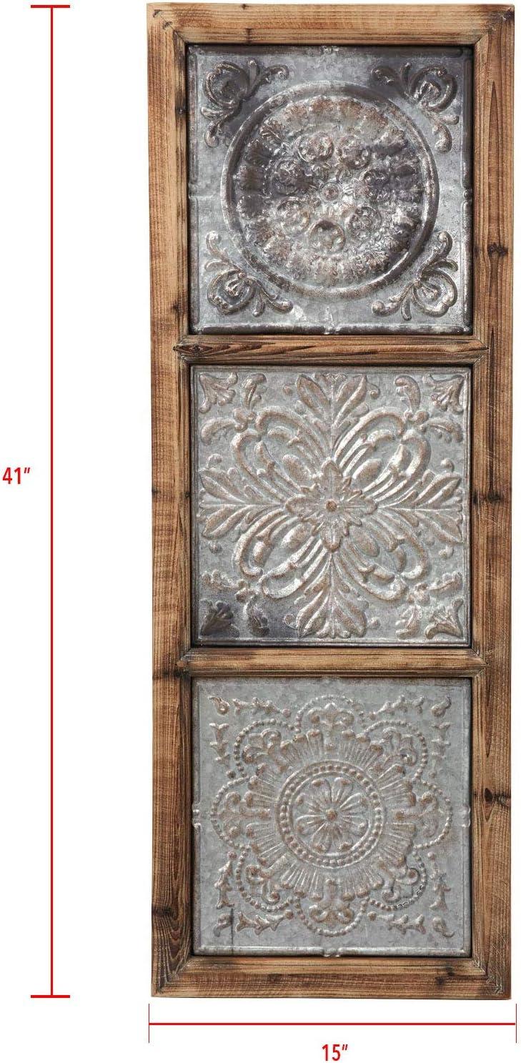 15 x 41 inch Rustic Distressed Wood and Metal Wall Décor - Foreside Home & Garden