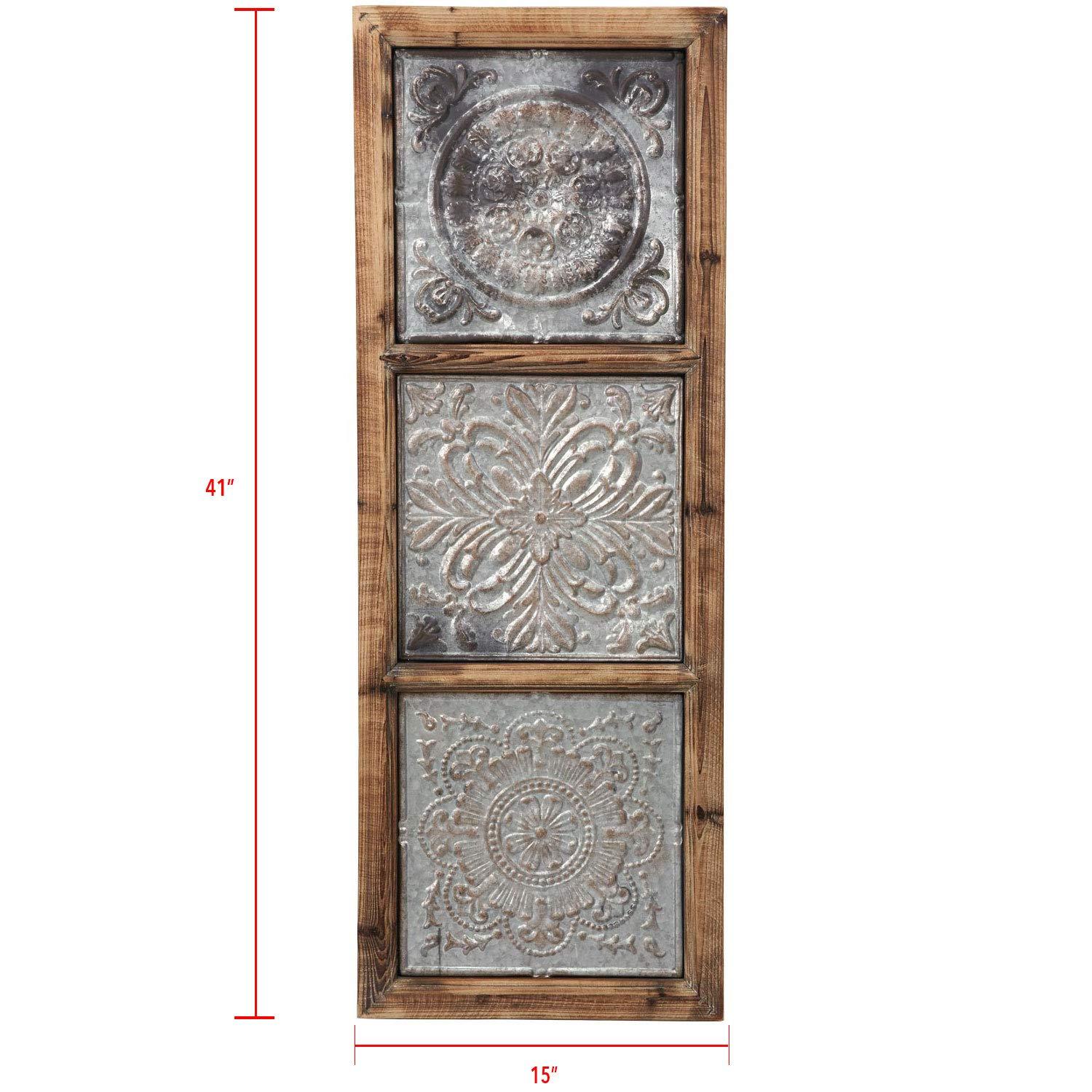 15 x 41 inch Rustic Distressed Wood and Metal Wall Décor - Foreside Home & Garden
