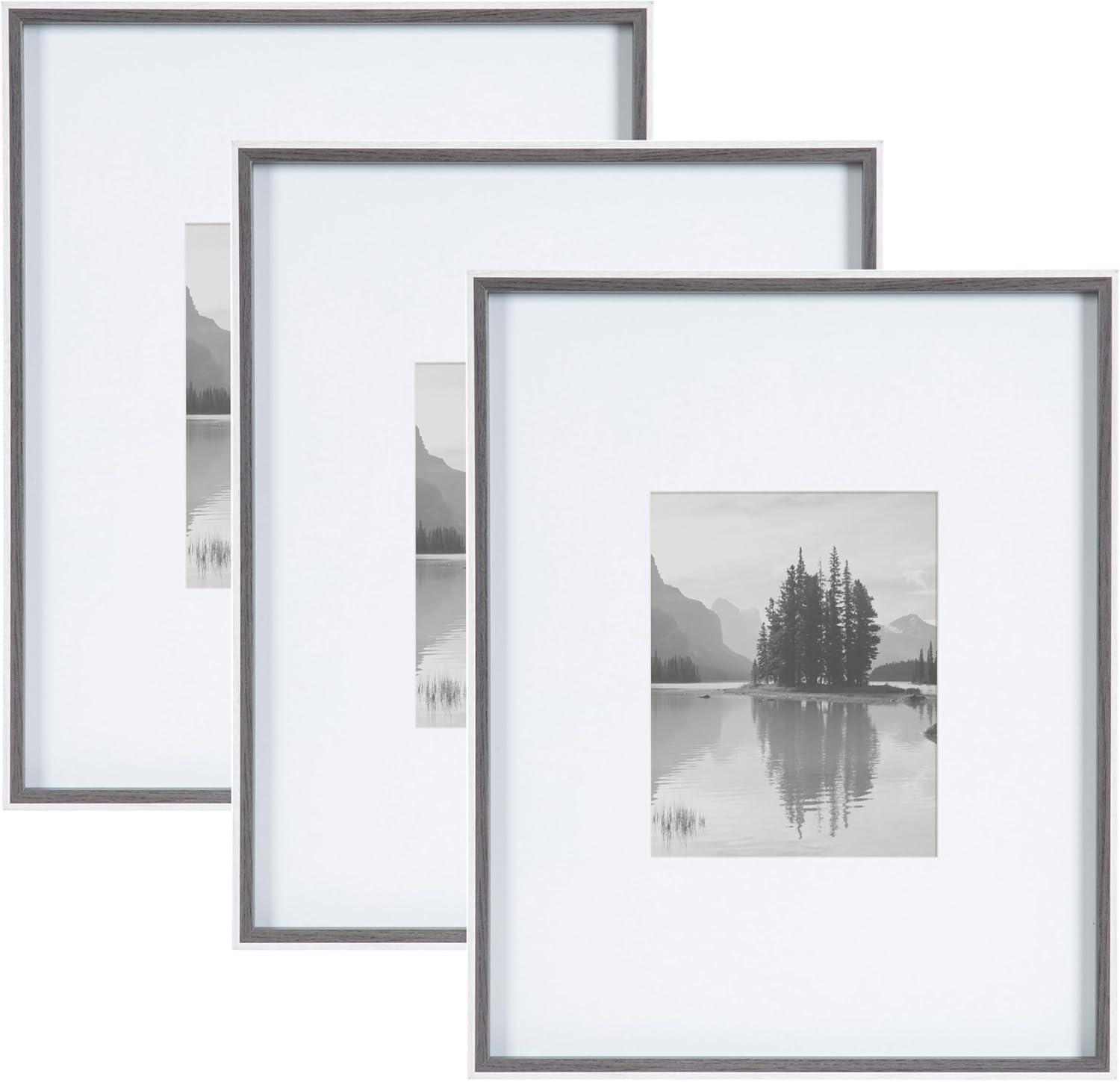 Kate & Laurel All Things Decor (Set of 3) 16"x20" Matted to 8"x10" Gibson Photo Frames Gray/White