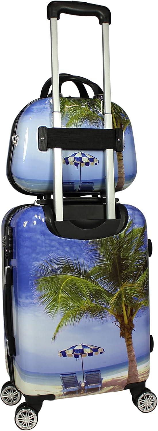 World Traveler Palm Tree 2-Piece Hardside Carry-On Spinner Luggage Set