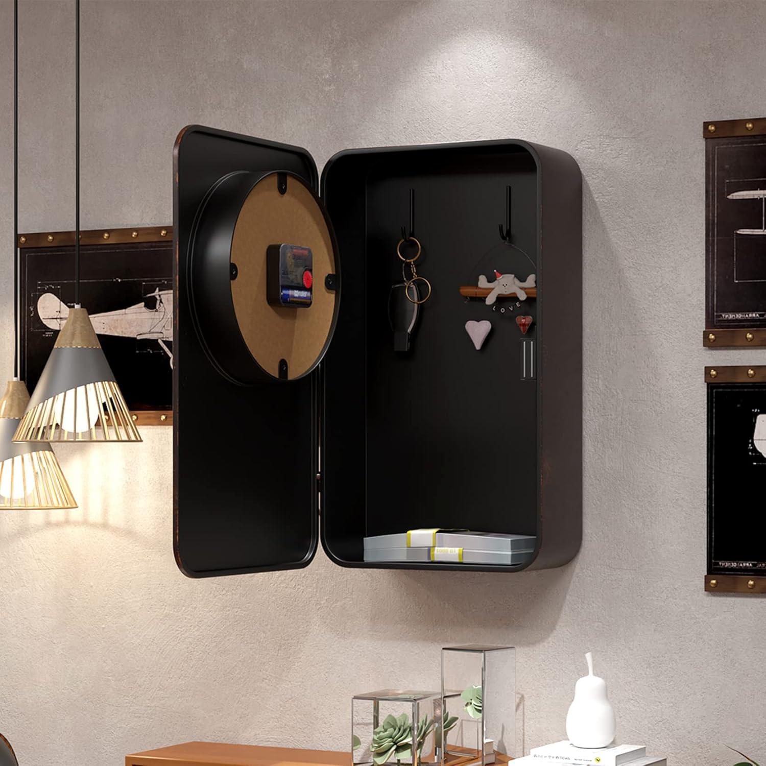 Retro Old Telephone Wall Clock with Hidden Safe, Battery Operated Quartz Metal Wall Clocks, Large Rectangular Vintage Decor Clocks, for Farmhouse, Living Room(16" H x 12" W x 4" D)