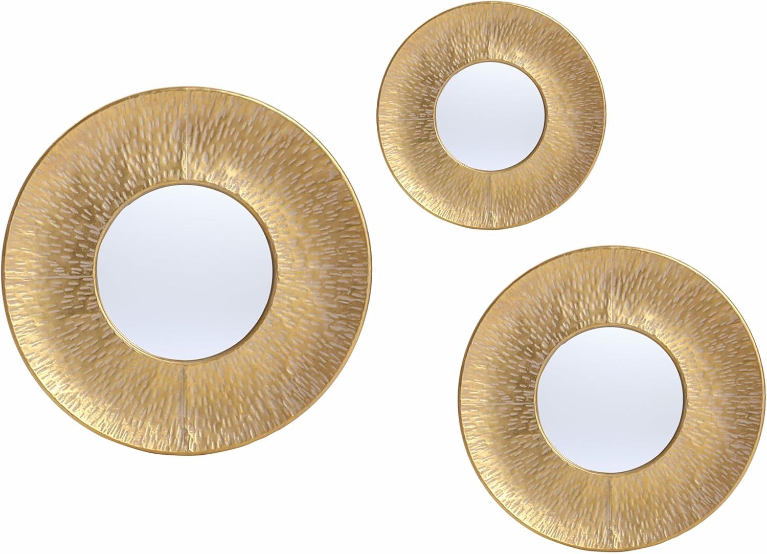 LuxenHome 3-Piece Gold Metal Round Wall Mirror Set