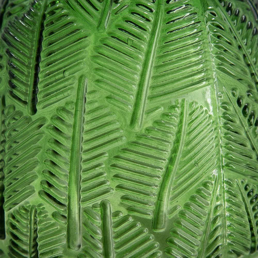 A&B Home Glass Vase with Vintage Green Leaf Pattern, Table Accent, 6 inches