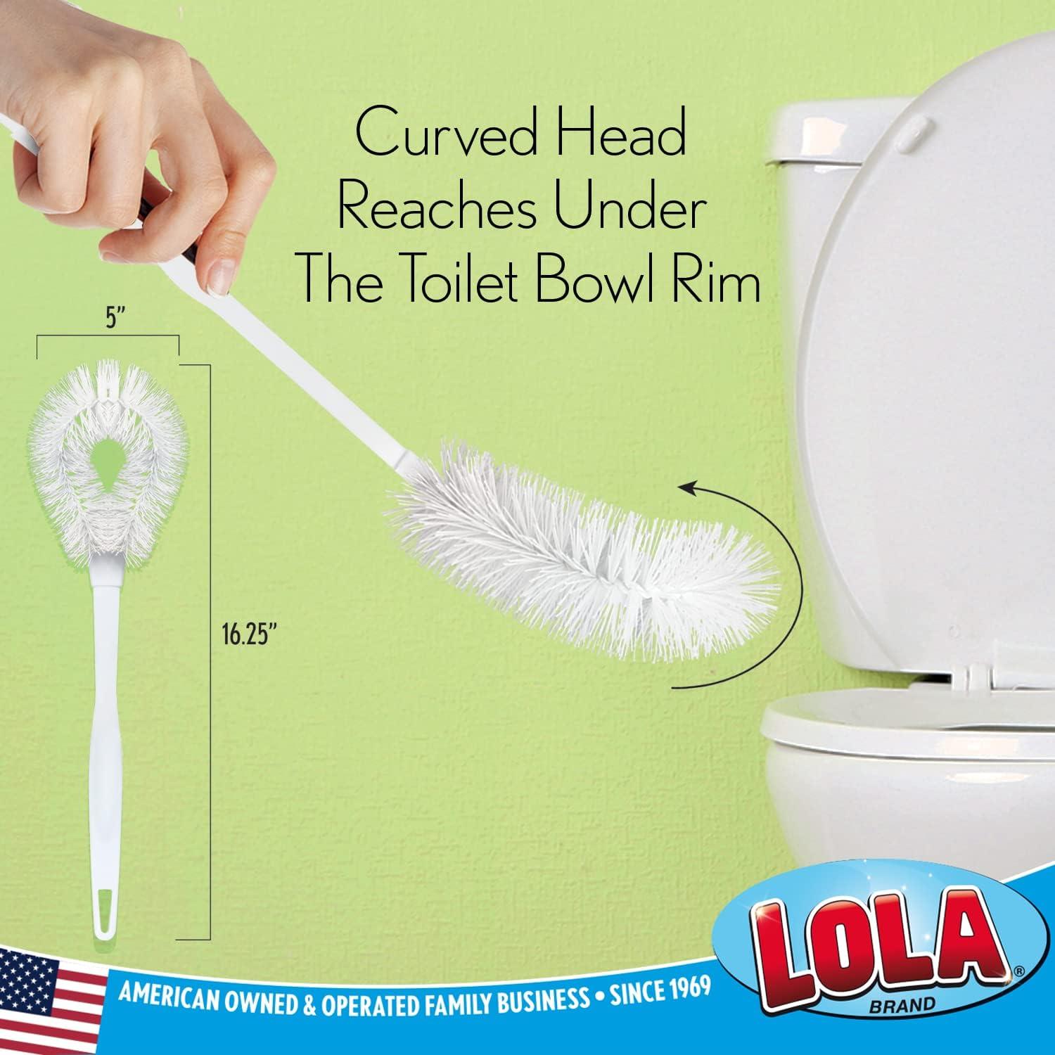 LOLA Toilet Bowl Brush W/ Curved Head, Durable Poly Fiber Bristles - 1 Count