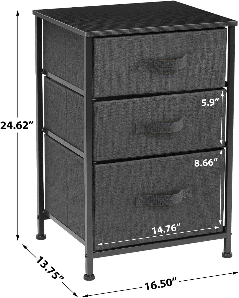 Sorbus 3  Drawers - Steel Frame, Wood Top & Easy Pull Fabric Bins - Perfect for Home, Bedroom, Office & College Dorm