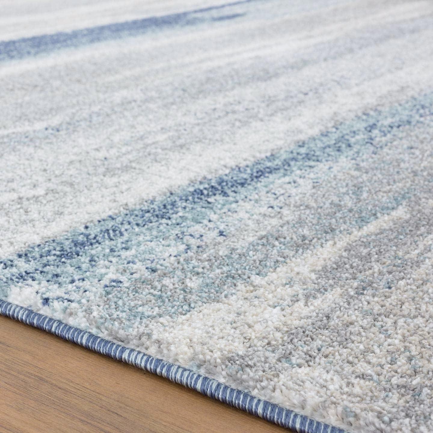 Abstract Blue/Beige/Gray Area Rug