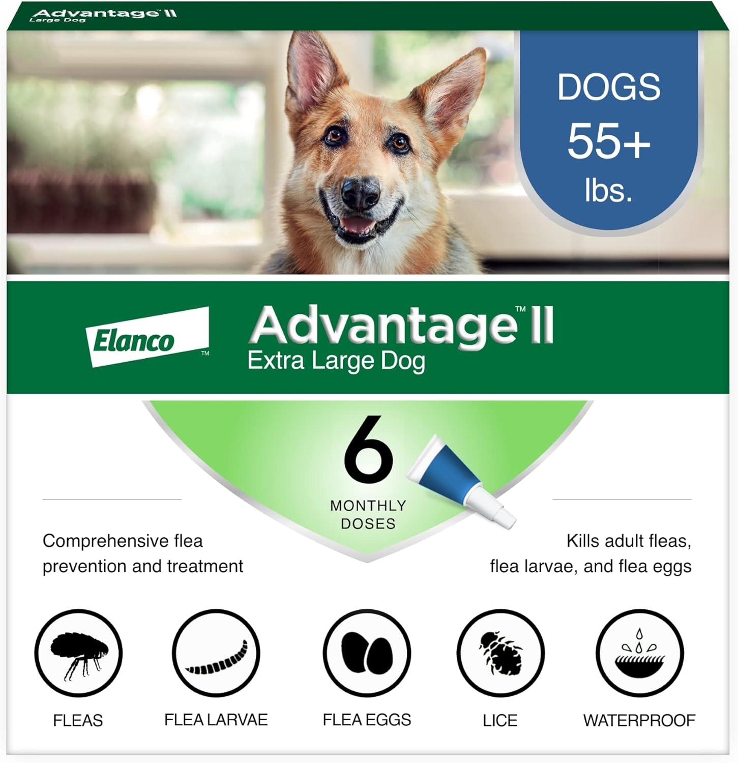 Advantage II Extra Large Dog Flea Treatment for Dogs Over 55 lbs, 6-Month Supply