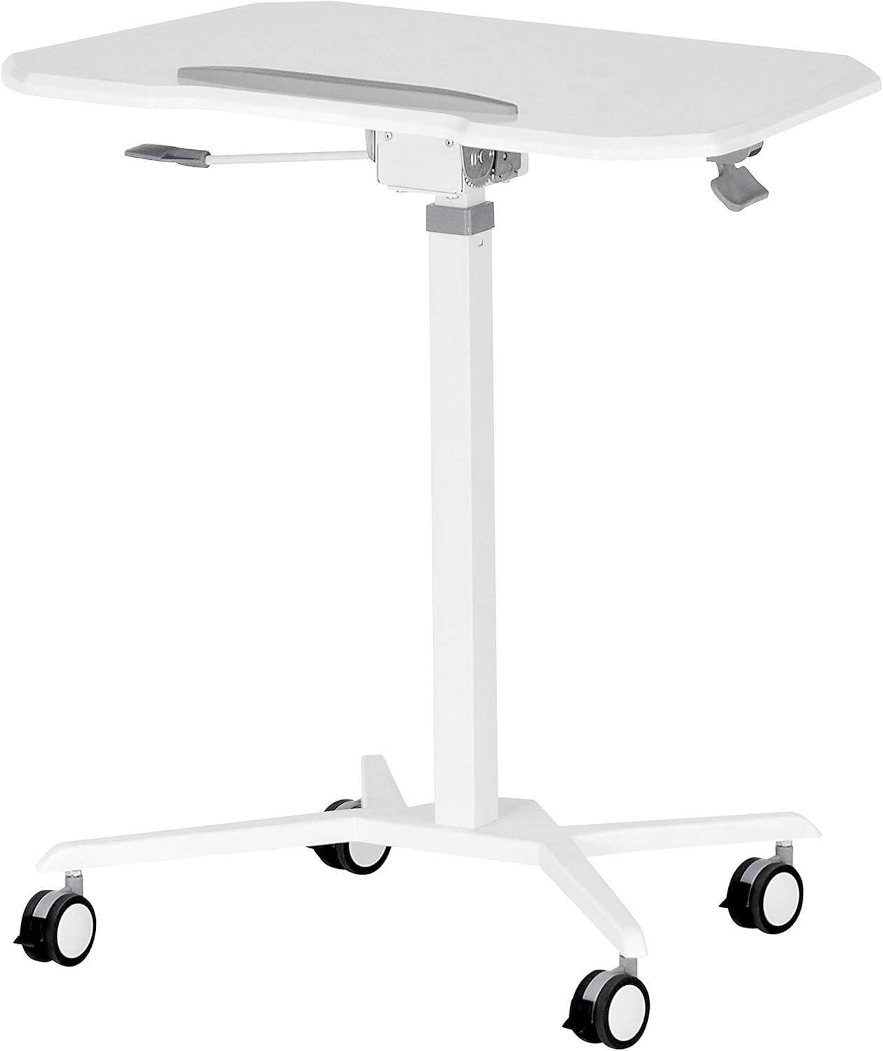 Sit To Stand Mobile Laptop Computer Stand with Height Adjustable White - Techni Mobili