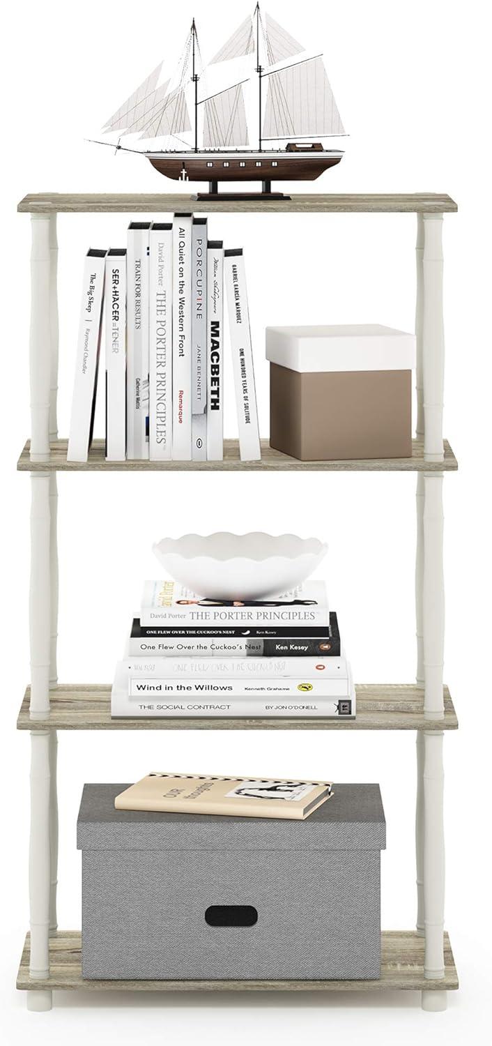 Furinno Modern 4-Tier Decorative Bookshelf Open Multipurpose Bookcase Shelf Display Rack for Living Room&Home Office&Decor,Sonoma Oak/White