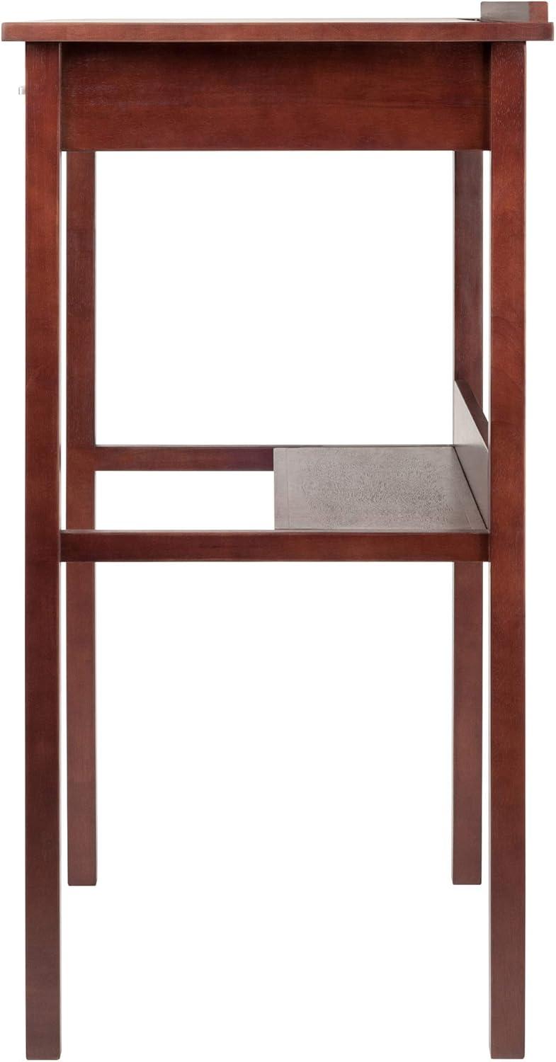 Winsome Ronald High Desk Walnut: Mid-Century Modern Standing Secretary, Spot Clean, No Storage