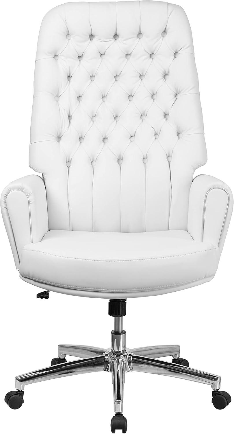 Flash Furniture High Back Traditional Tufted LeatherSoft Executive Swivel Office Chair with Silver Welt Arms