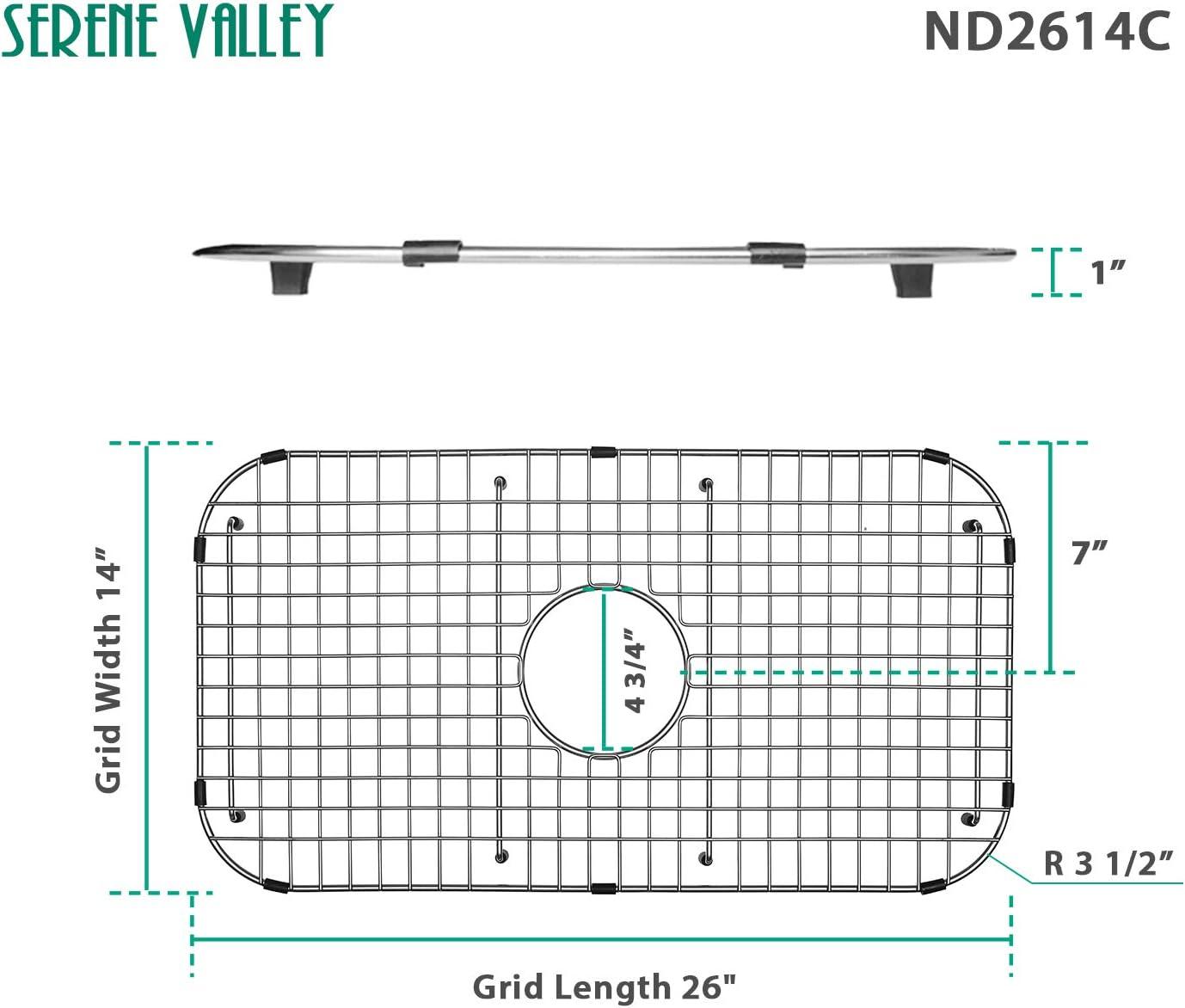 26" x 14" Stainless Steel Sink Grid with Center Drain