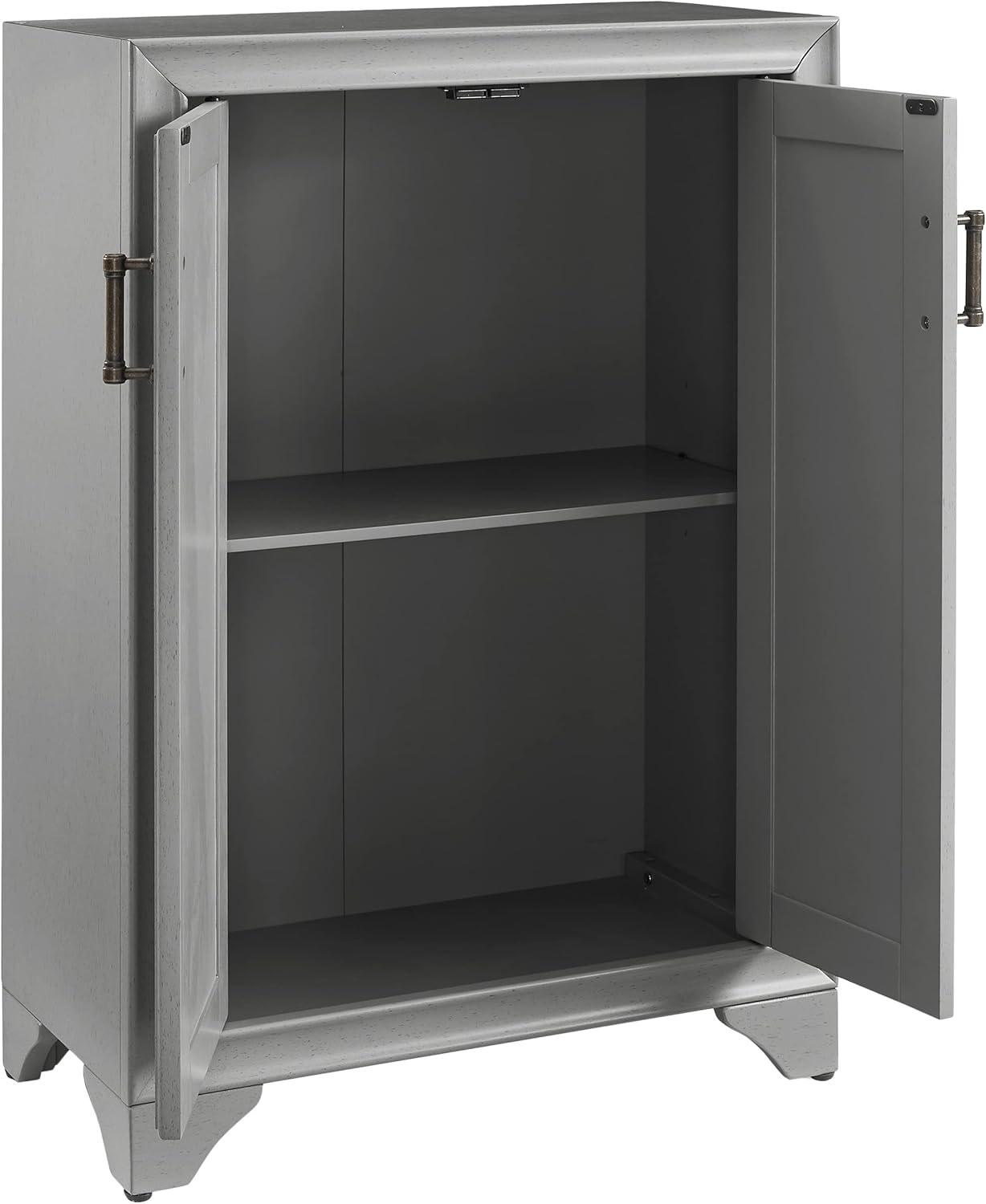 Distressed Gray Adjustable Shelf Bathroom Accent Cabinet