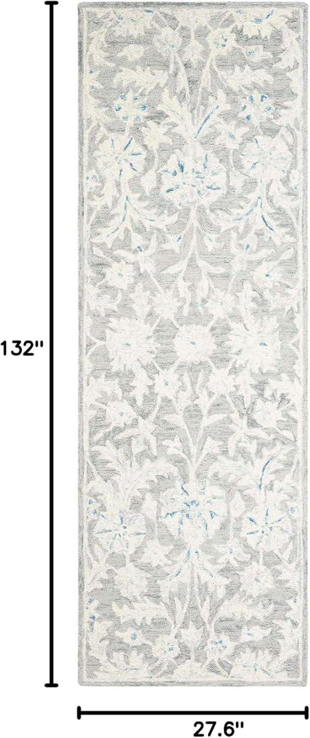 Micro-Loop MLP506 Hand Tufted Indoor Runner Rug - Grey/Ivory - 2'3"x11' - Safavieh
