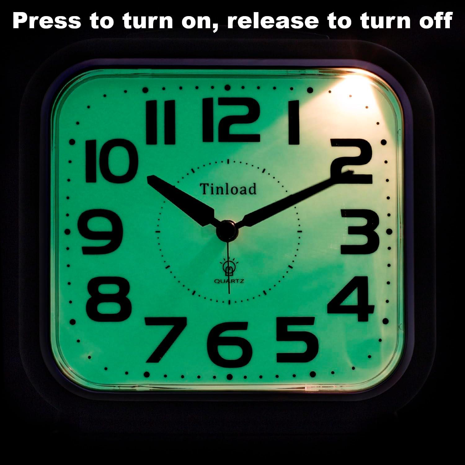 5.5" Silent Analog Alarm Clock Non Ticking, Gentle Wake, Beep Sounds, Increasing Volume, Battery Operated Snooze and Light Functions, Easy Set, Black (Best for Elder)