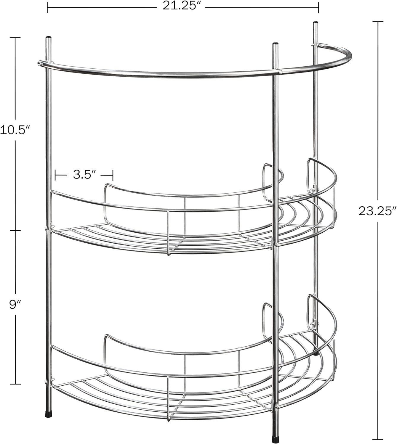 Lavish Home Pedestal Under Sink Organizer, Silver