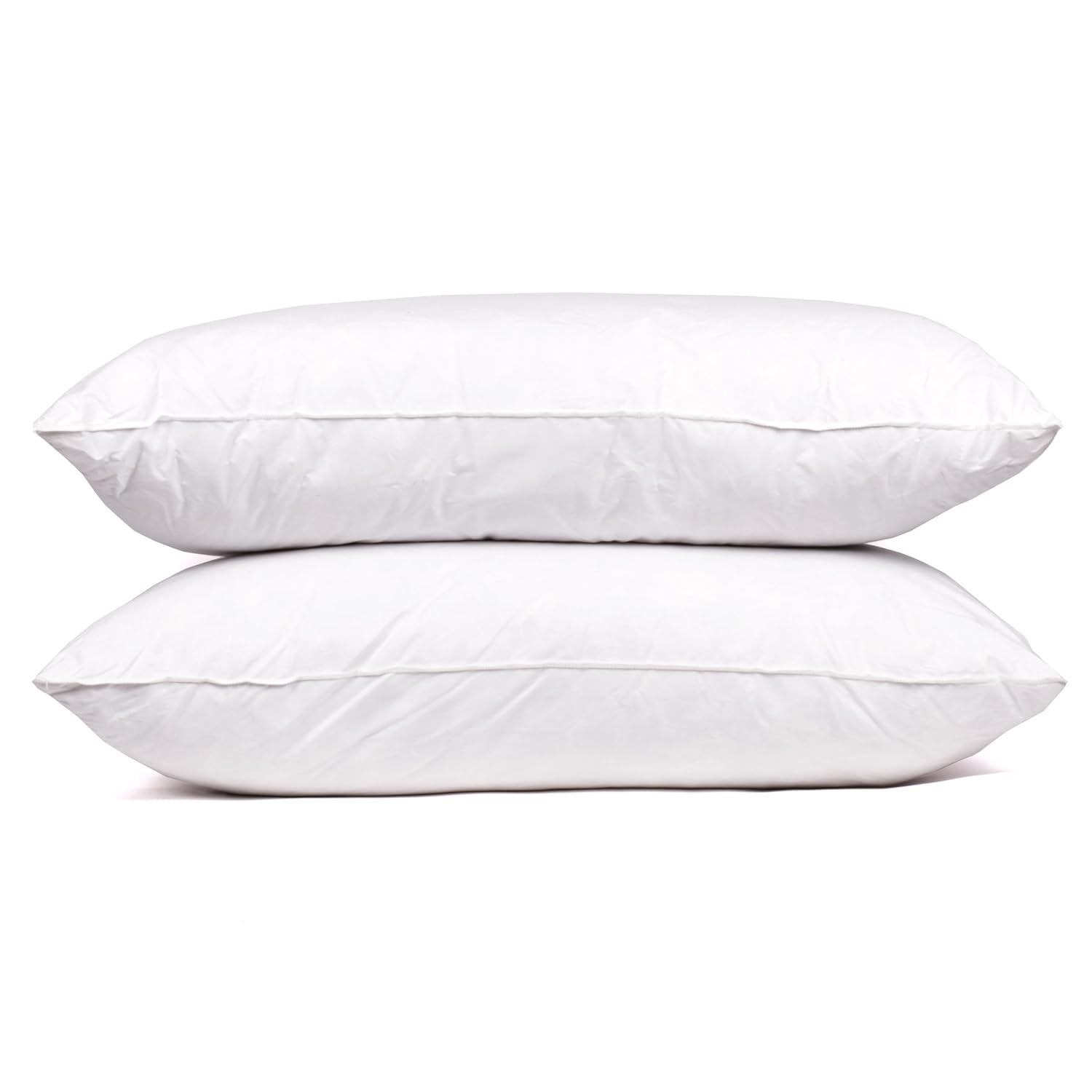 Goose Down and 400 Thread Count Premium Bed Pillow, Queen, White Queen (Pack of 2)
