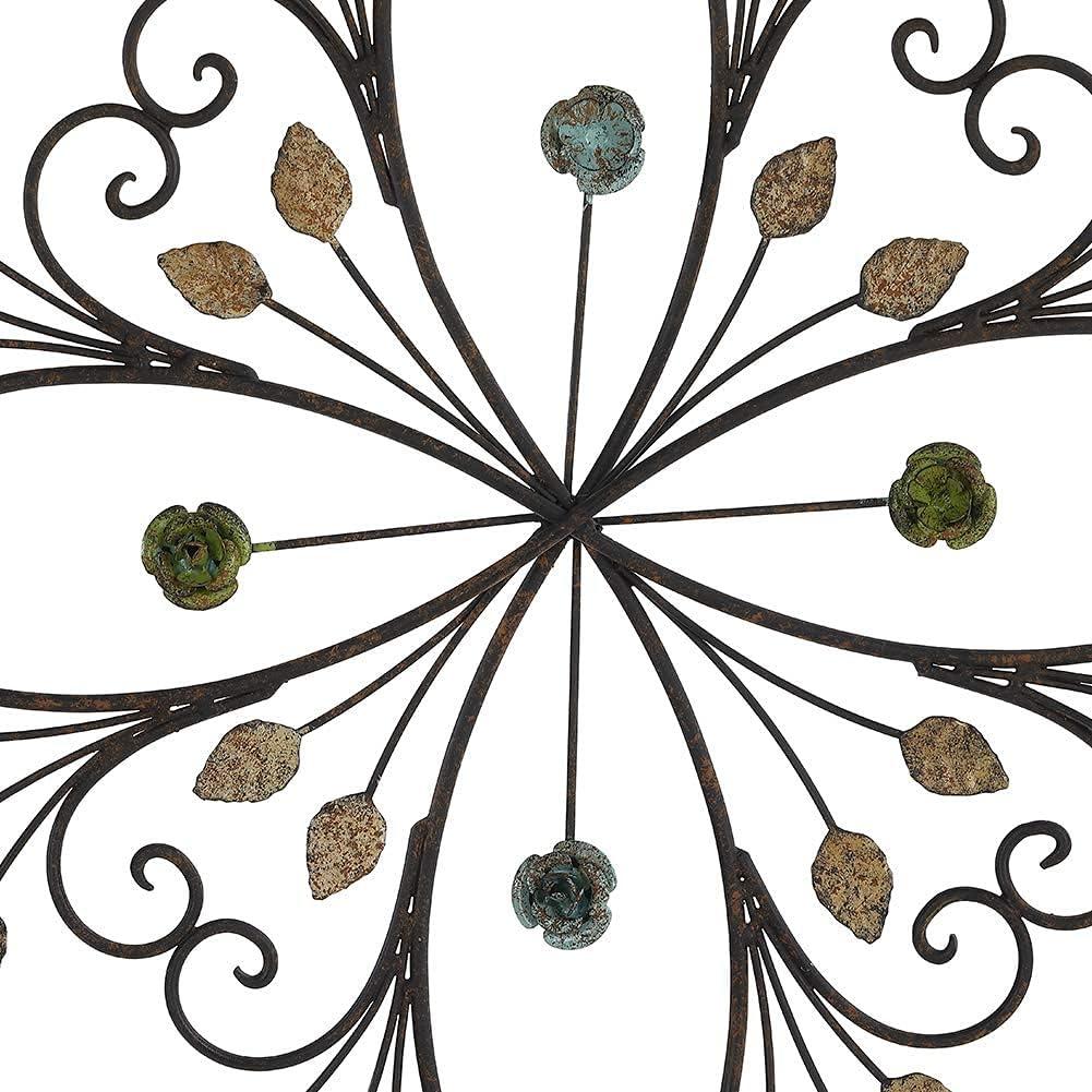 Lechesis 24" Rustic Metal Flower Scroll Wall Art Decor