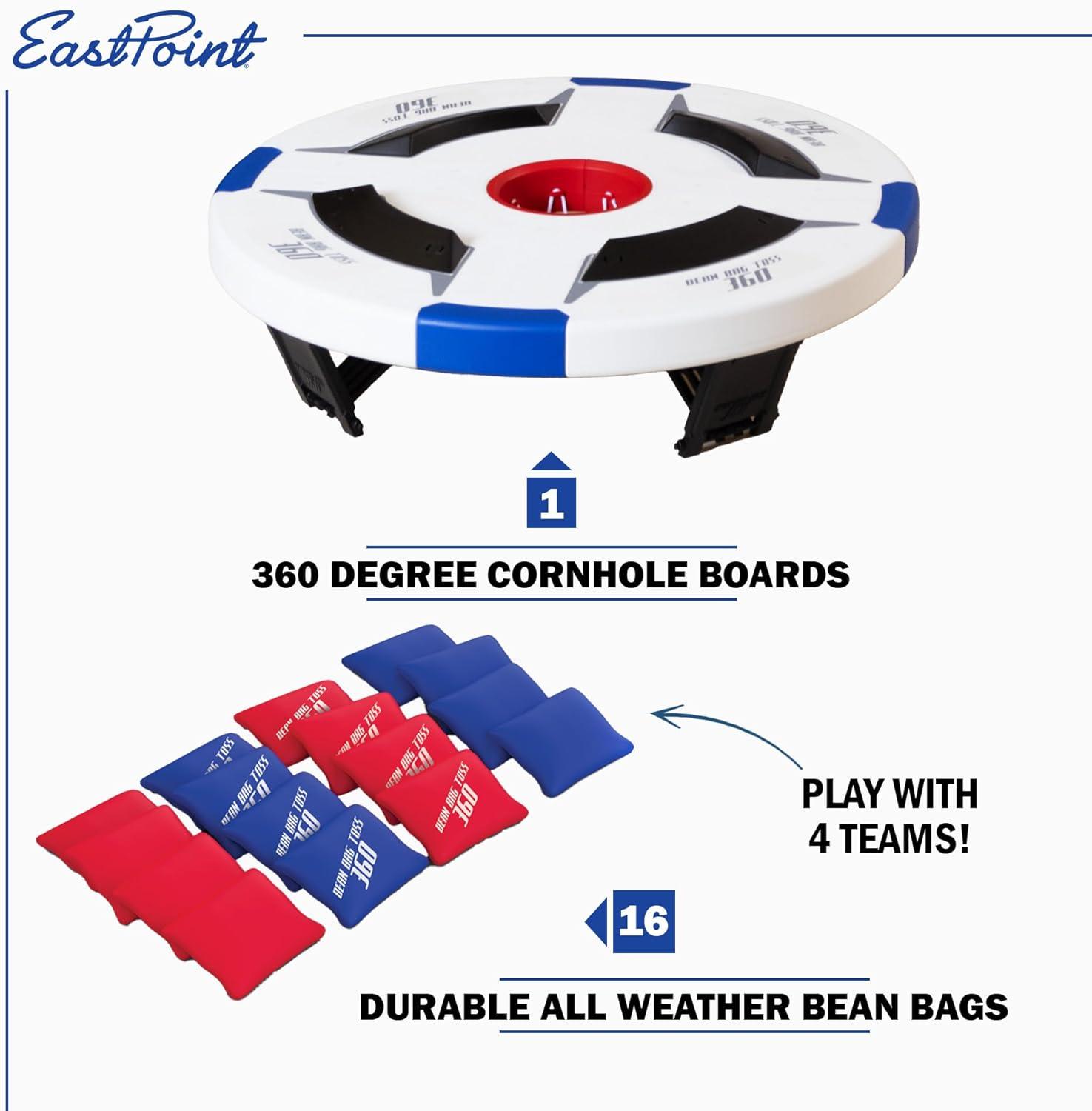 EastPoint Sports Bean Bag Knockout-360 Degree All-Weather Cornhole Set-Includes16 Bean Bags