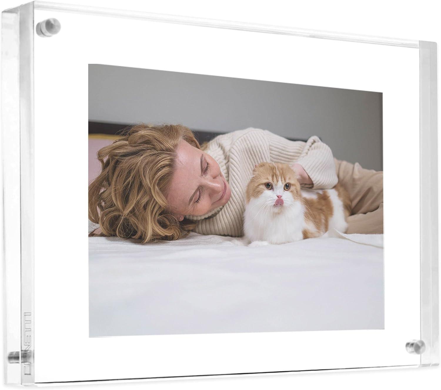 Clear Acrylic 6x8 Floating Magnet Picture Frame