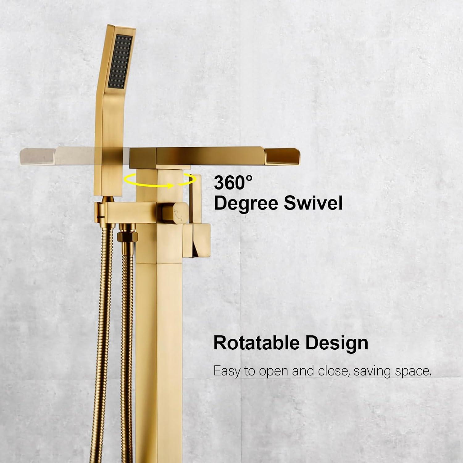 1 Handle Floor Freestanding Tub Filler with Diverter