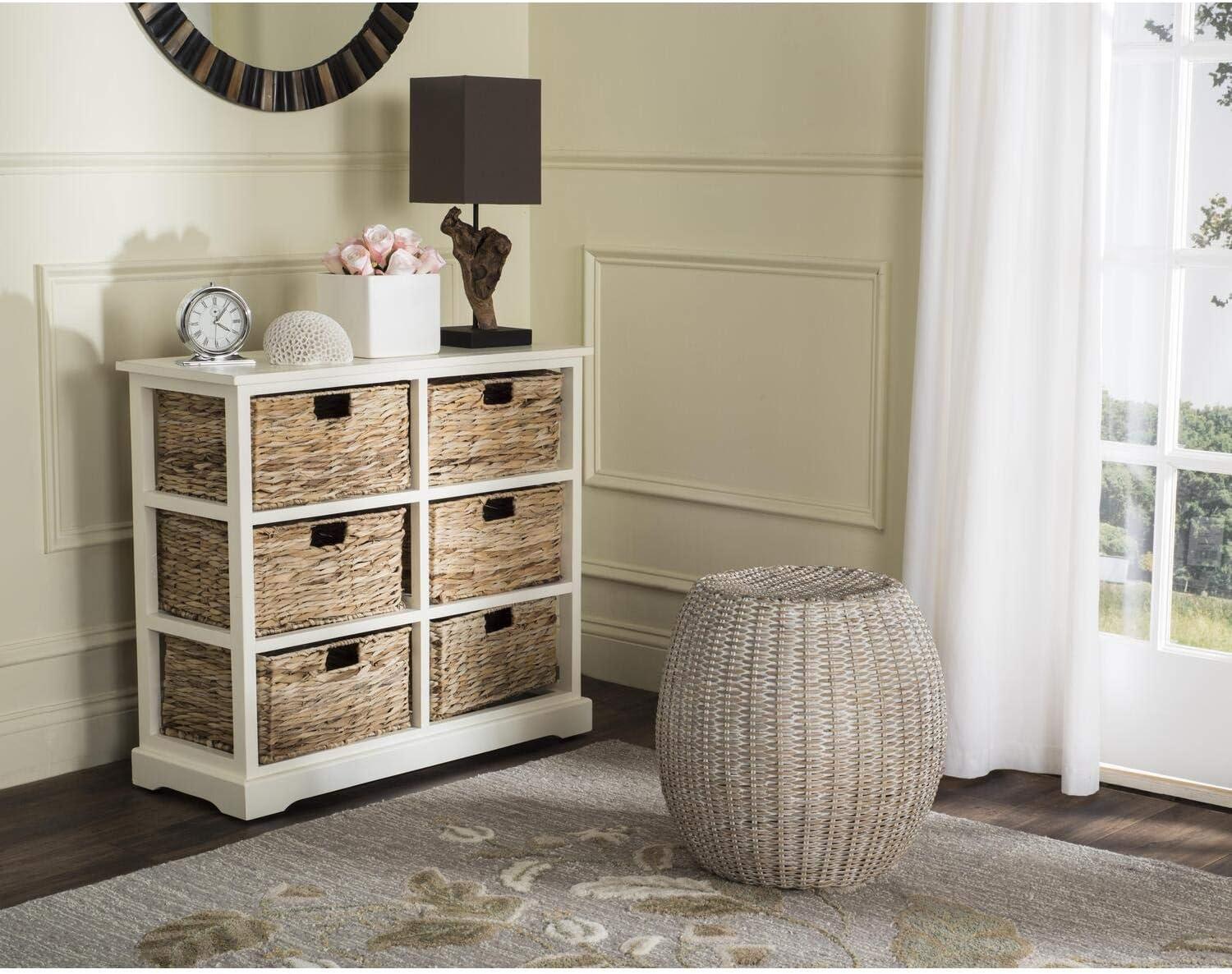 Keenan 6 Wicker Basket Storage Chest - White Wash - Safavieh.