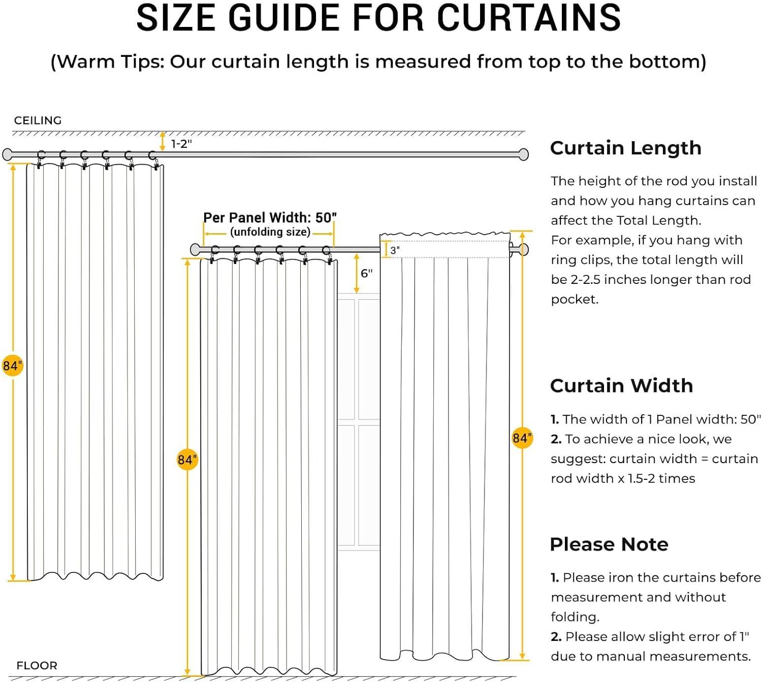 Beige Linen Blackout Curtains with Rod Pocket and Clip Rings, 84 Inches Long