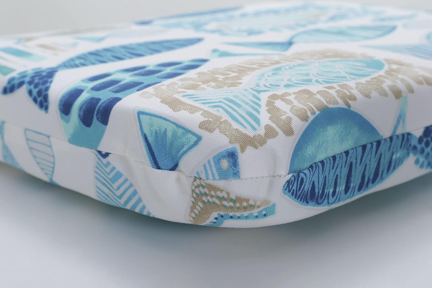 15.5"x18.5" Hooked Nautical 2pc Outdoor Seat Cushion Set Blue - Pillow Perfect: Weather-Resistant, Fade-Resistant