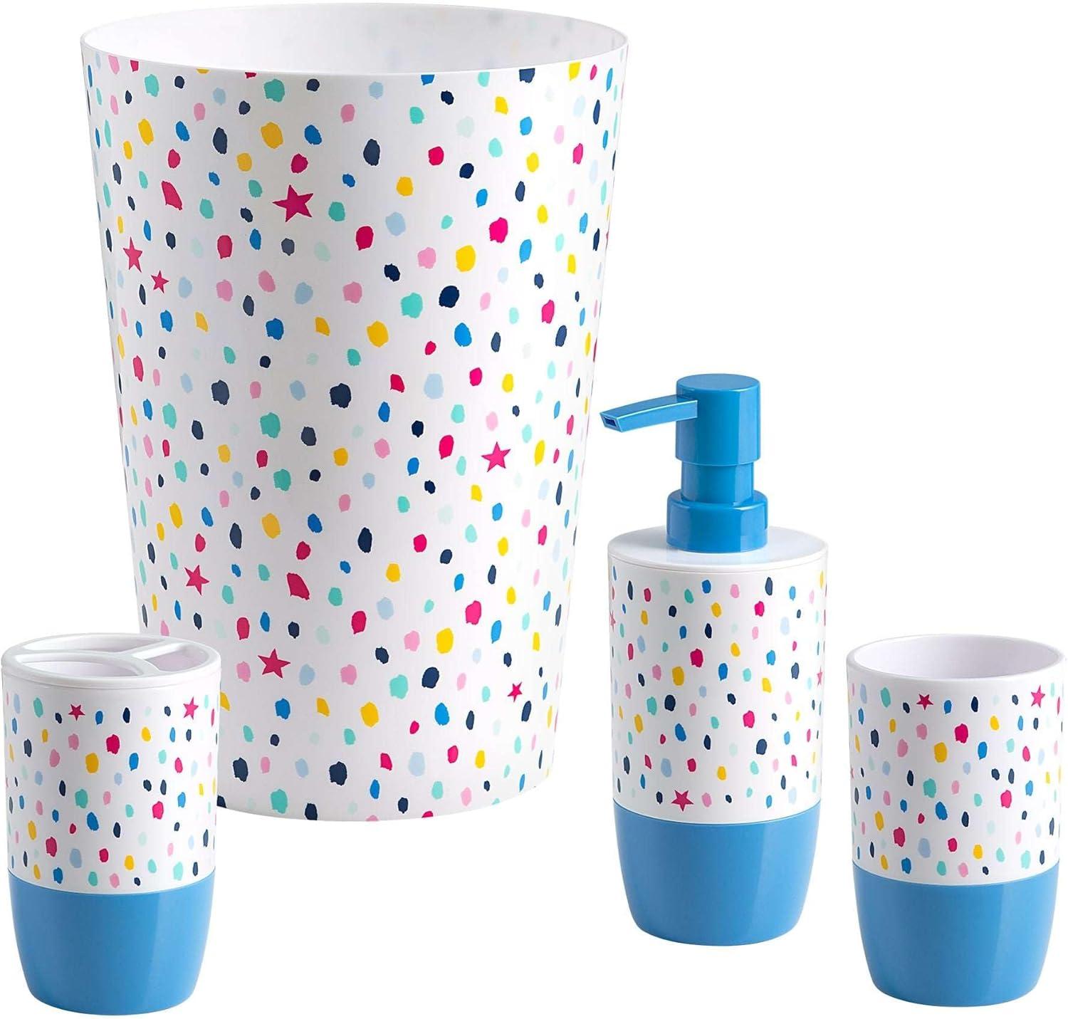 Multicolor Confetti Dot 4-Piece Plastic Bathroom Accessory Set