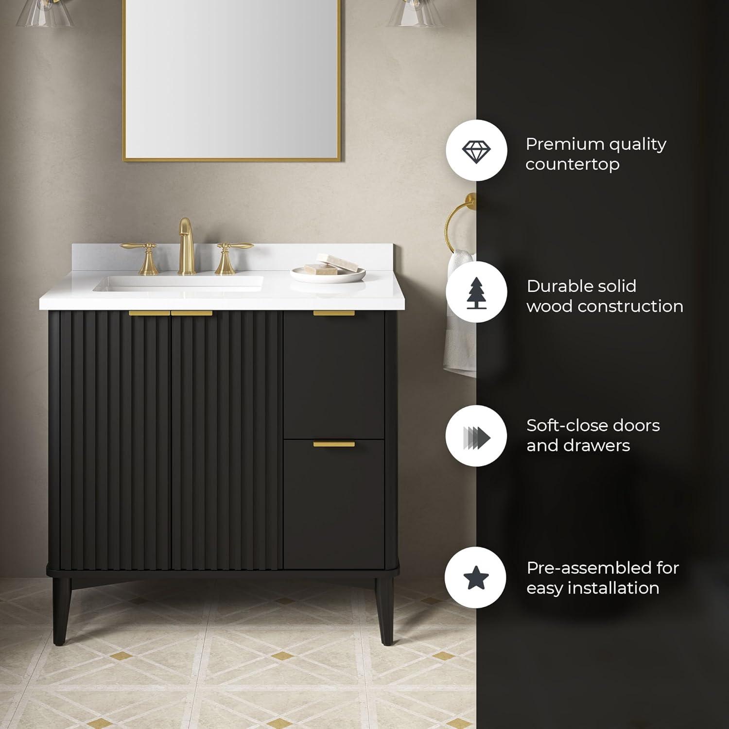 Miseno Mv-Berk36-15Vva Indy 36" Free Standing Single Basin Vanity Set - Onyx Black / White
