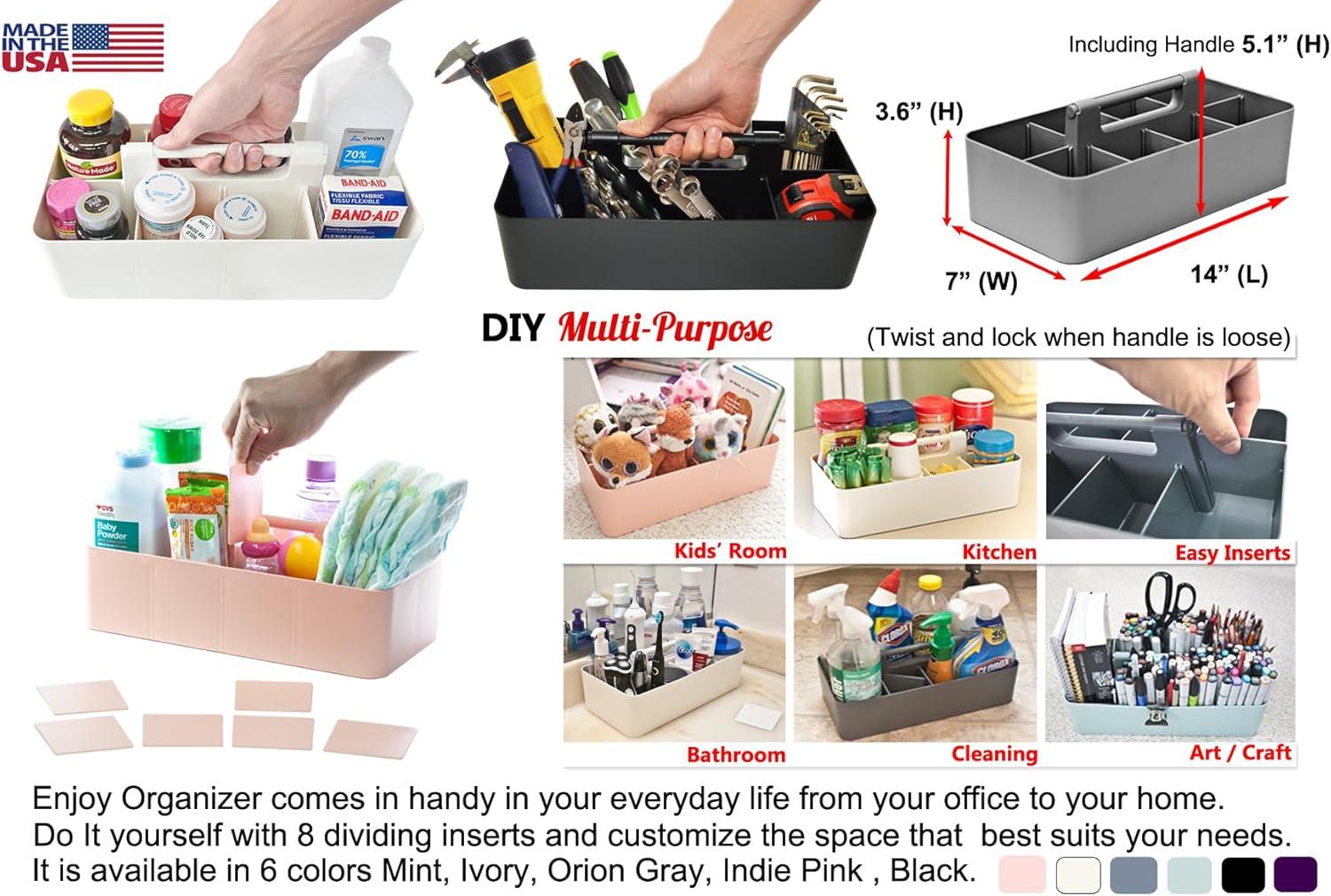 Enjoy Organizer 8-Compartment Desk Organizer & Pencil Holder, Purple, 1 Pack Made in USA