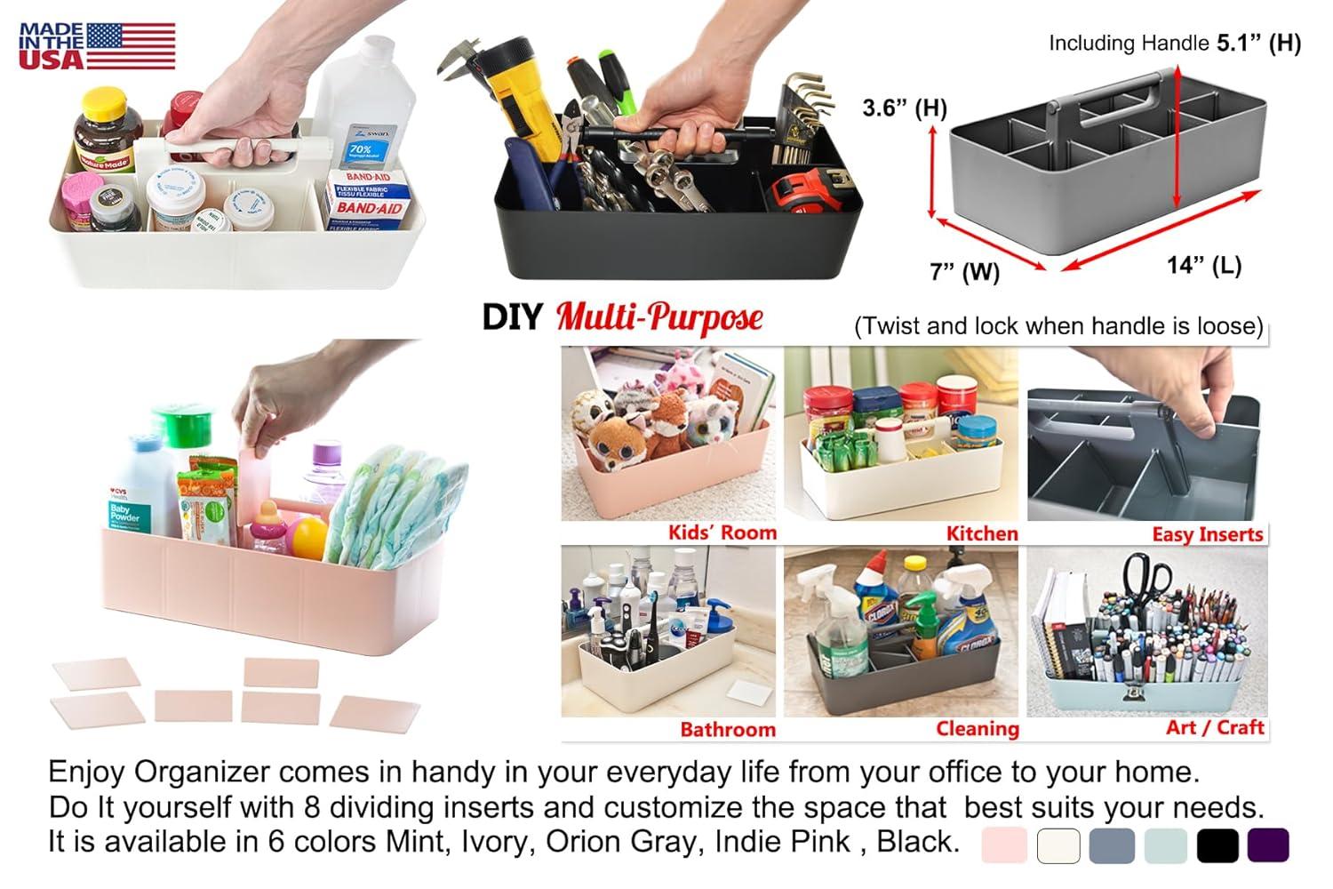 Enjoy Organizer 8-Compartment Desk Organizer & Pencil Holder, Purple, 1 Pack Made in USA