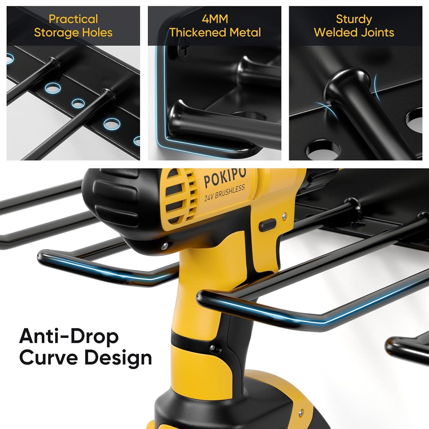 Power Tool Organizer, Drill Holder Wall Mount, Heavy Duty Garage Tool Organizer and Storage, Suitable Tool Rack for Tool Room, Workshop, Garage (Black-1 Tirer)