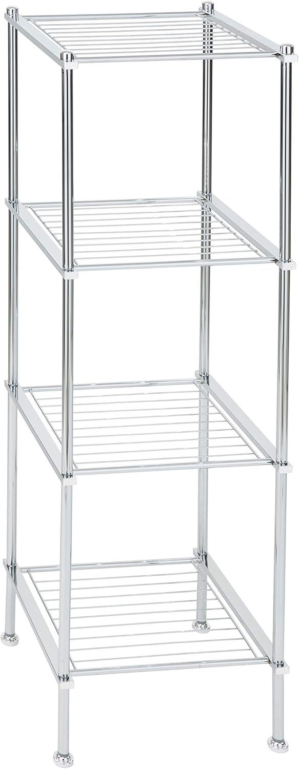 4 Tier Metro Collection Shelf Chrome - Organize It All: Metal Linen Tower, Universal Storage Organizer, 40" High