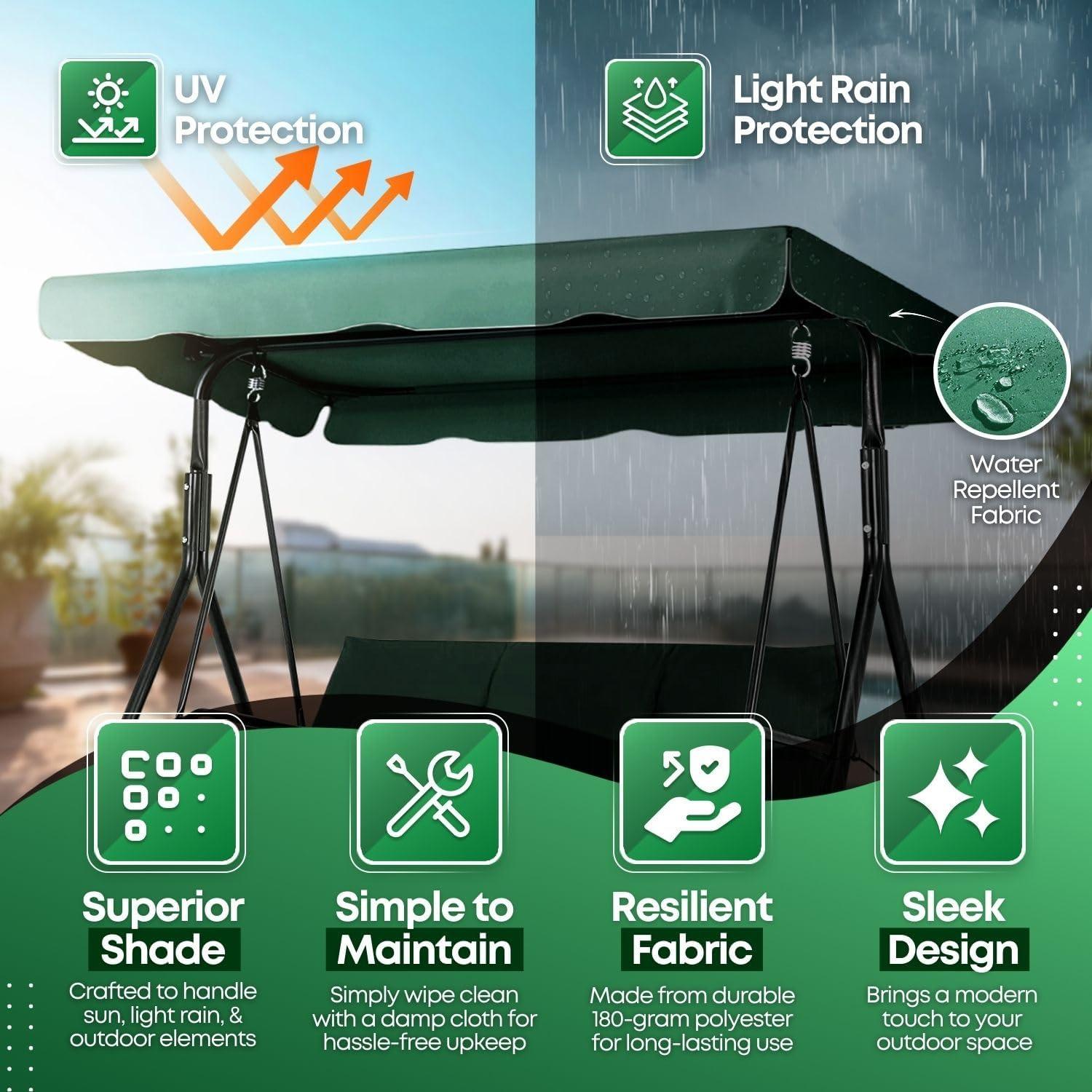 Green Polyester UV Block Swing Canopy Cover 77"x43"