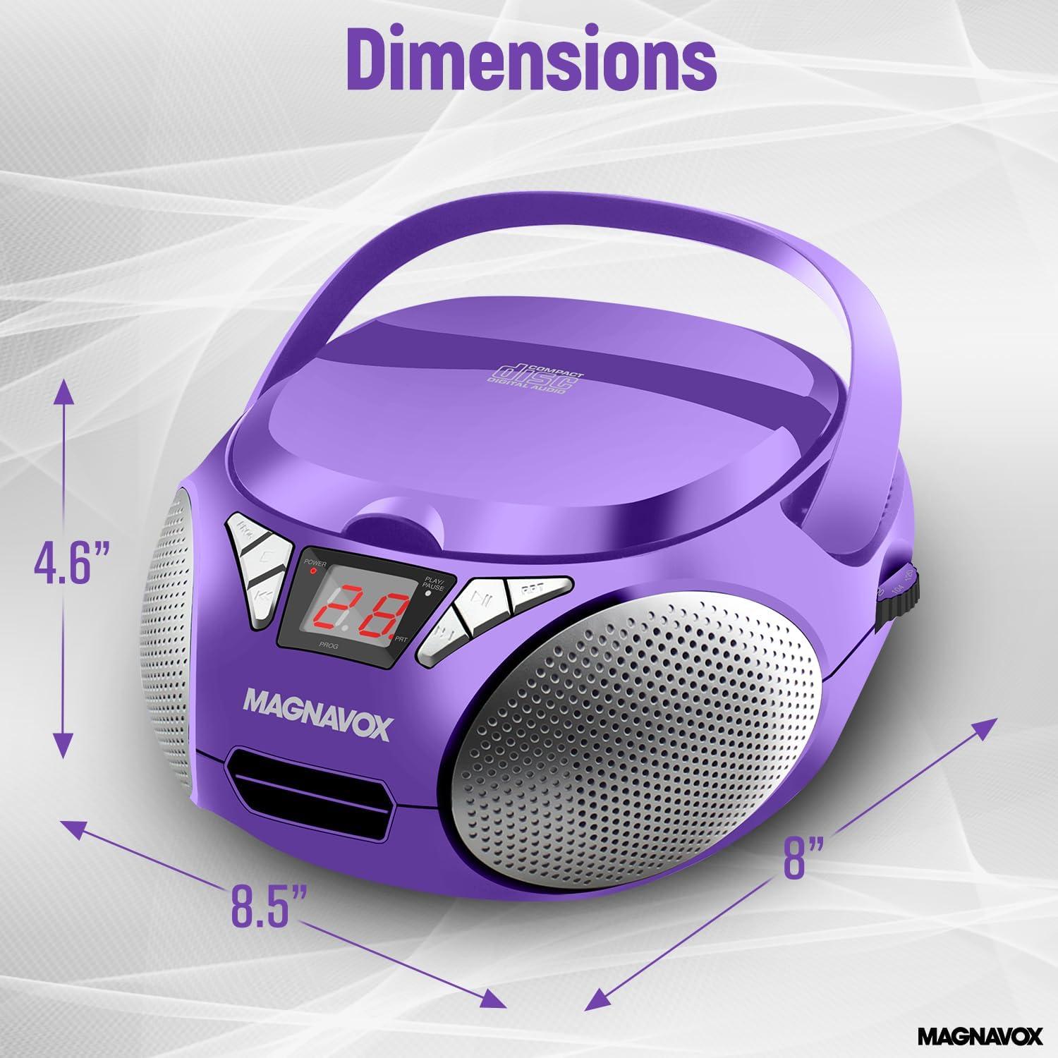 Magnavox Purple Portable CD Boombox with AM/FM Radio